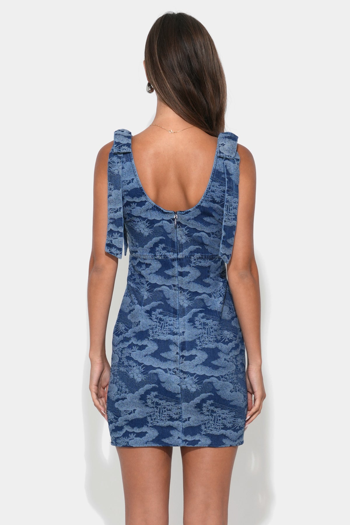 Kalea Bow Strap Denim Mini Dress