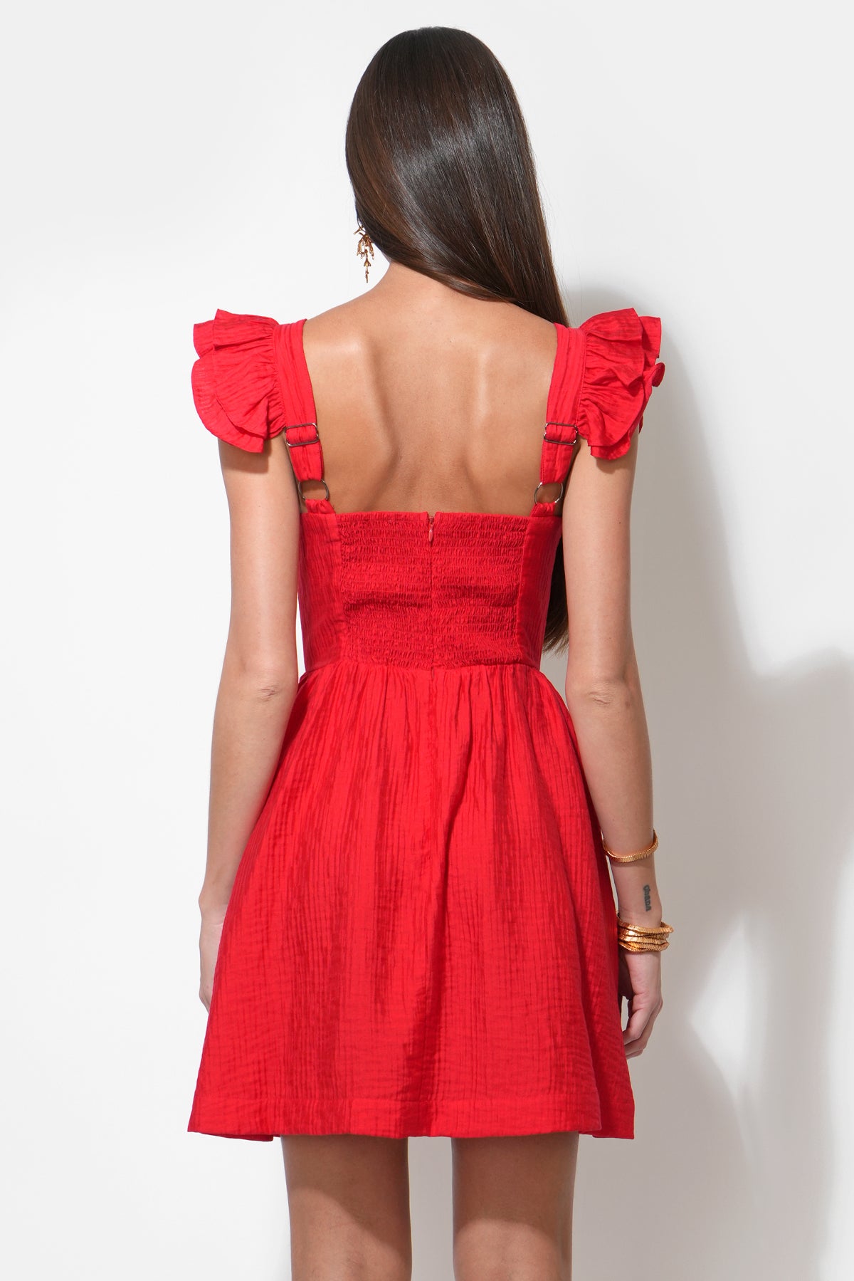 Charlene Flutter Sleeve Red Mini Dress