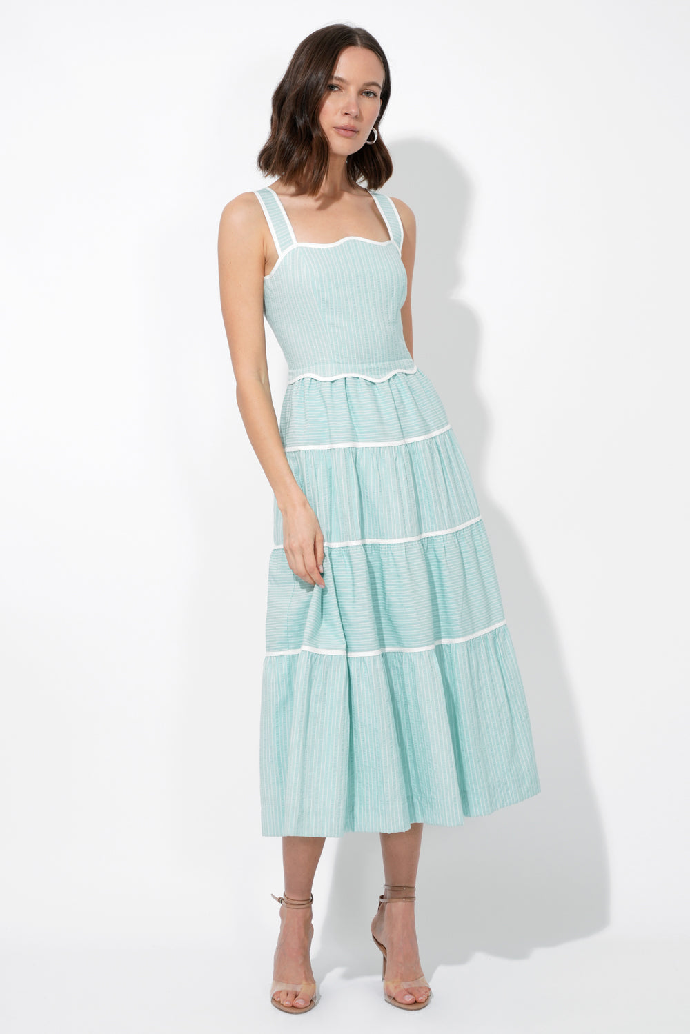 Oxford Cotton Tiered Dress Adelyn Rae - Main Image