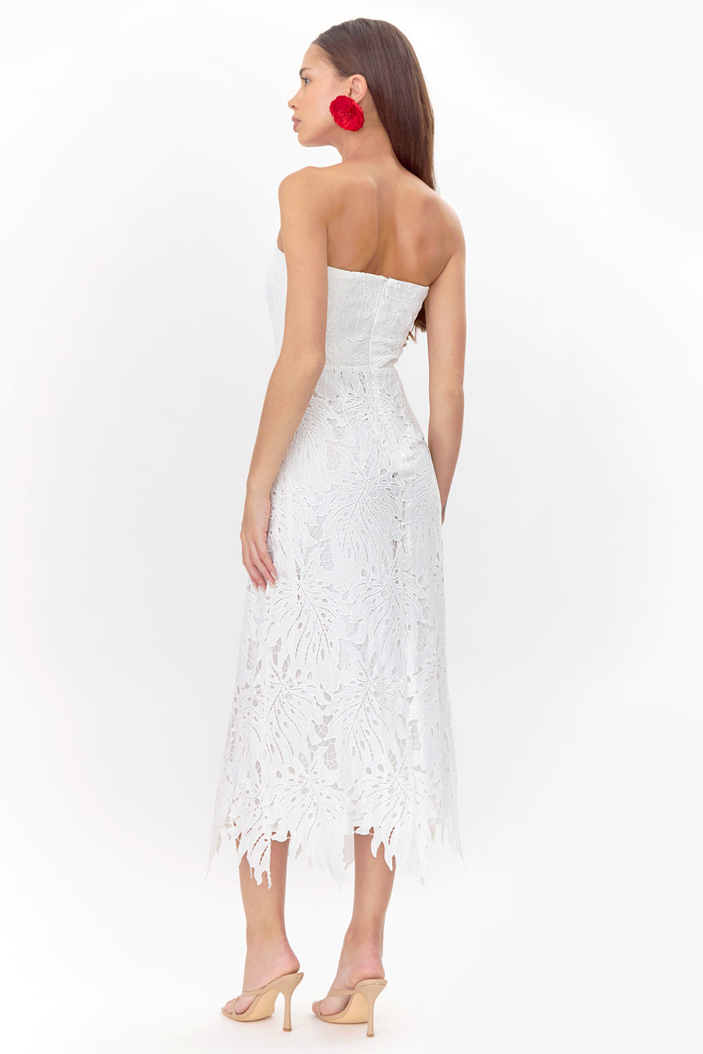Jessika 3D Lace Scalloped Midi Dress