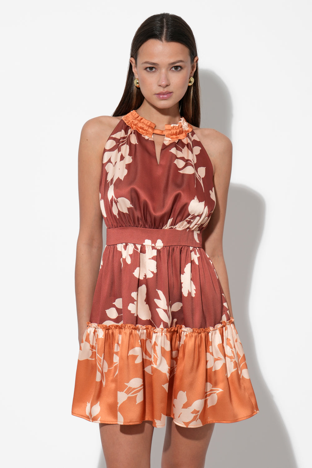 Traci Two Toned Mini Halter Dress