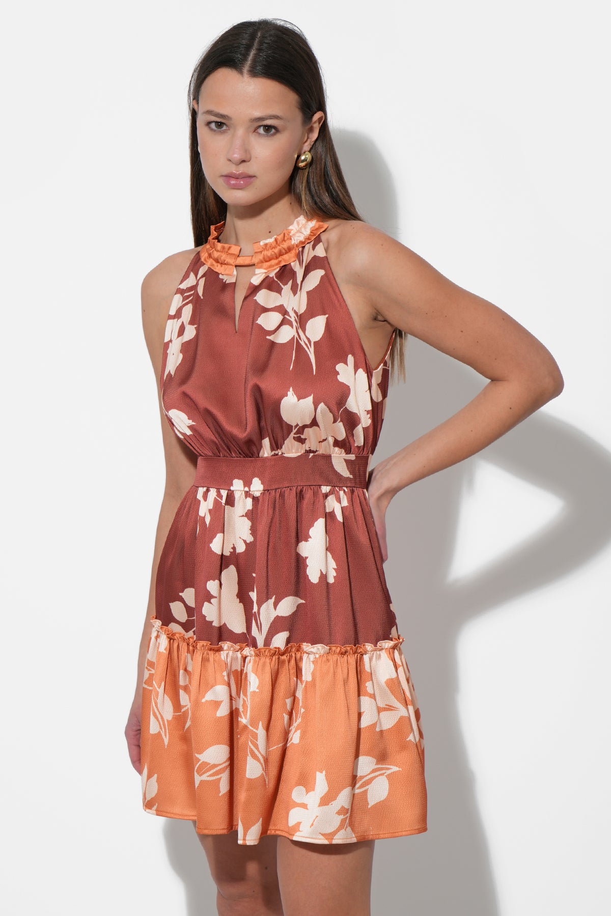 Traci Two Toned Mini Halter Dress