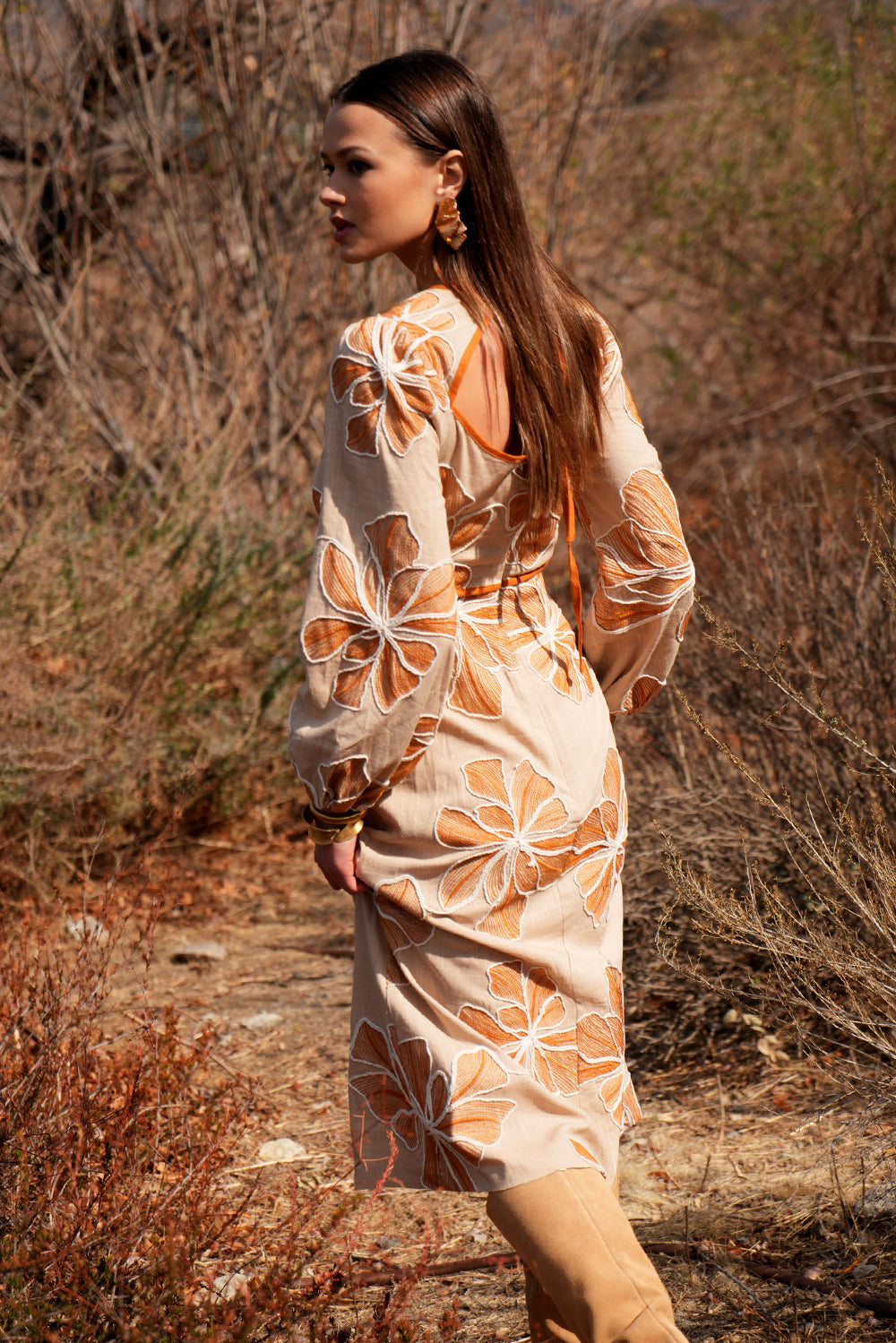 Joy Embroidered Maxi with Side Cut Out