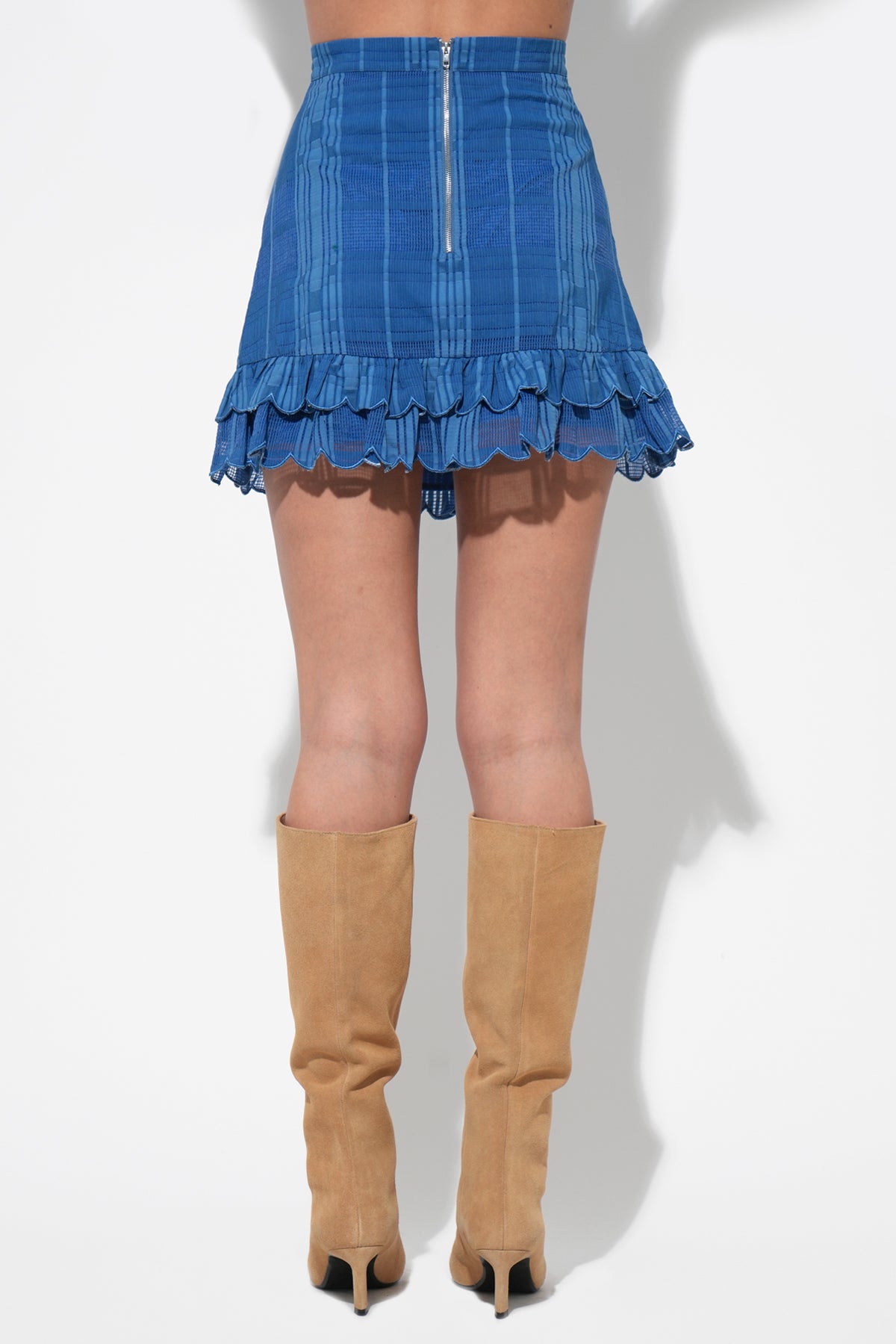 Bella Scalloped Jacquard Stripe Mini Skirt