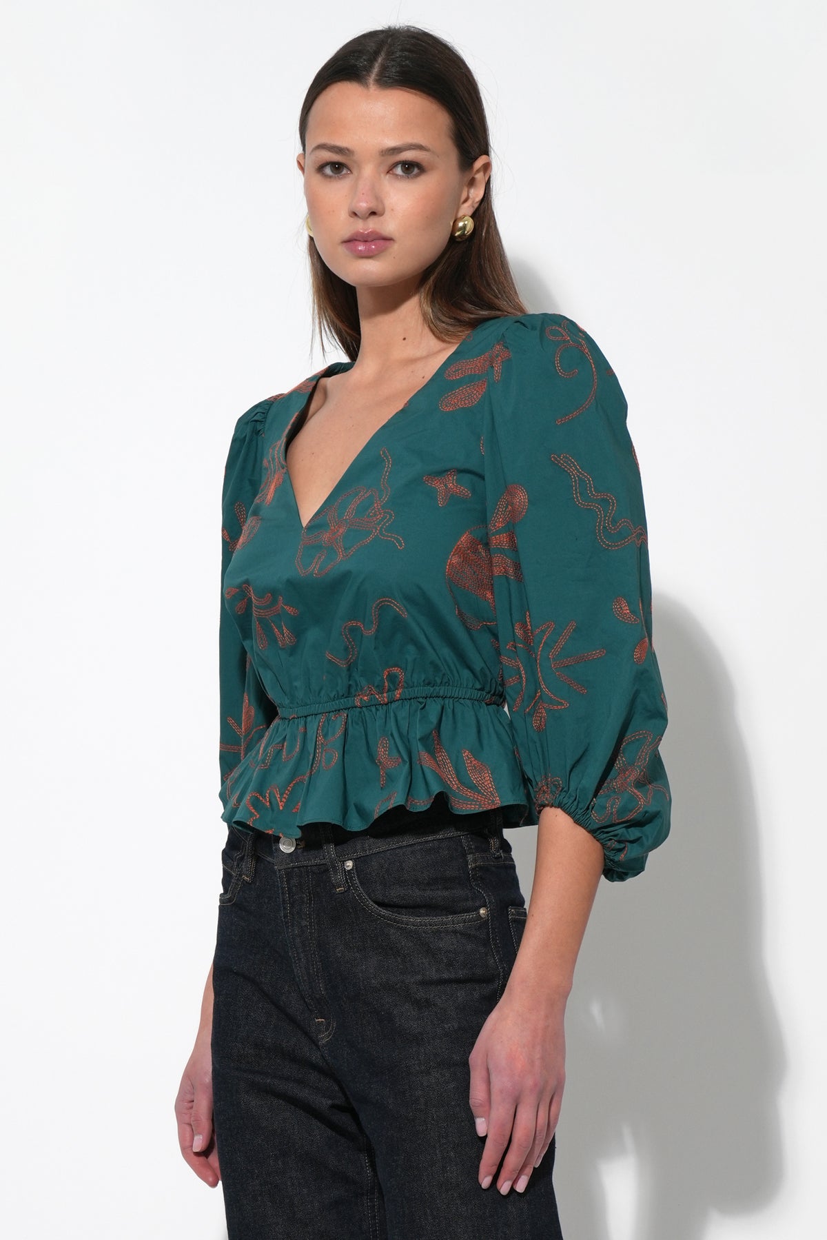 Nessa Smocked Waist Puff Sleeve Blouse