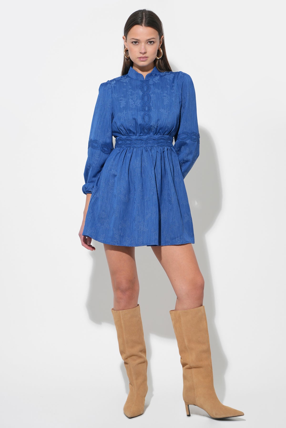 Salome High Neck Collar Lace Mini Dress