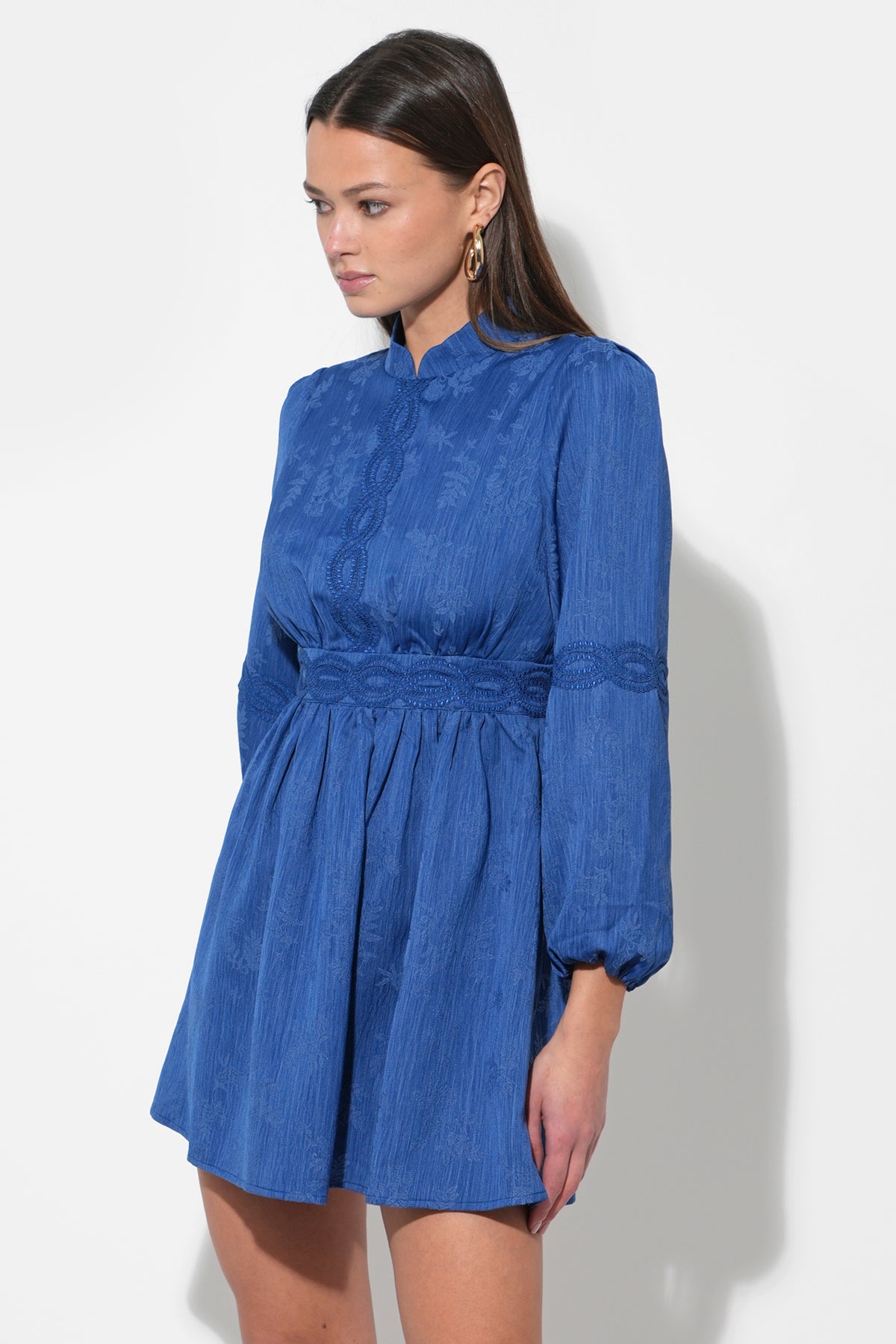 Salome High Neck Collar Lace Mini Dress