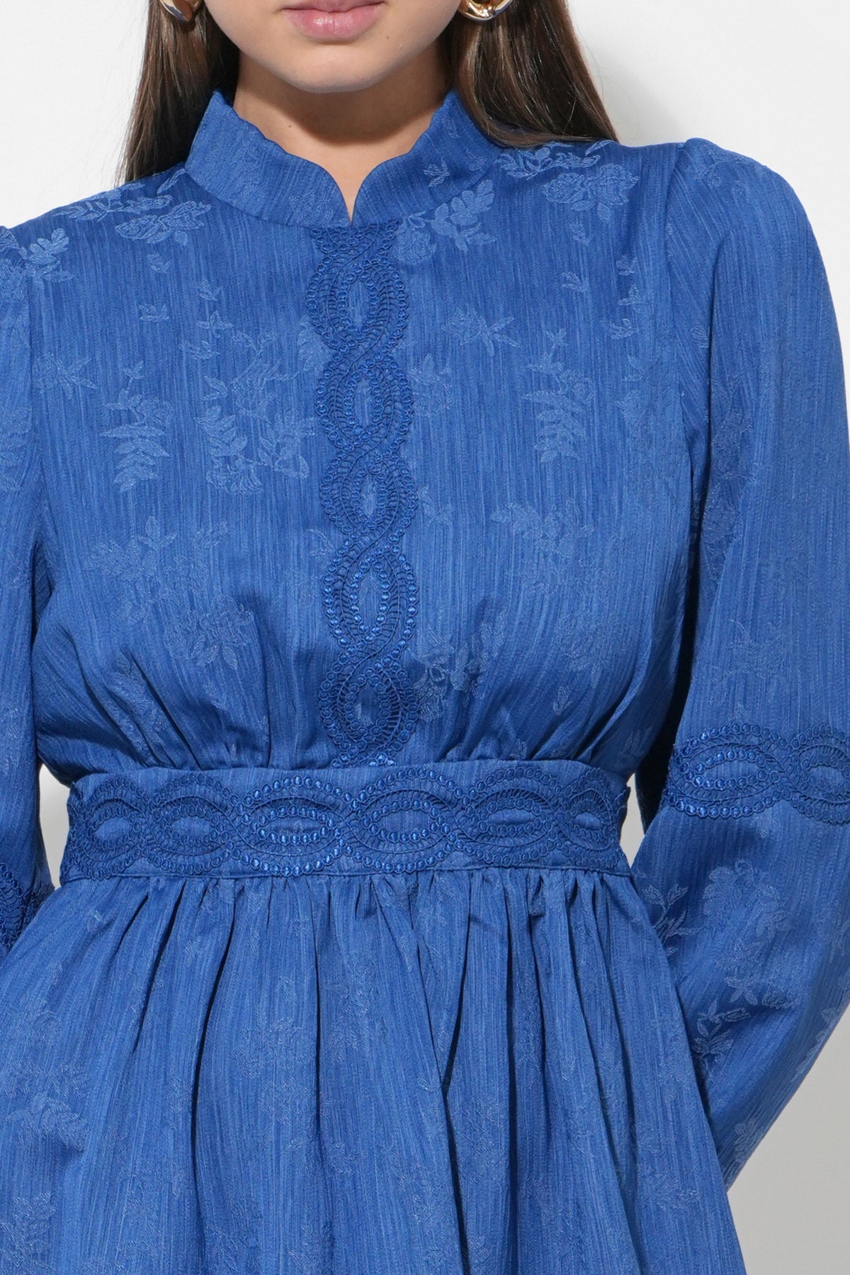 Salome High Neck Collar Lace Mini Dress