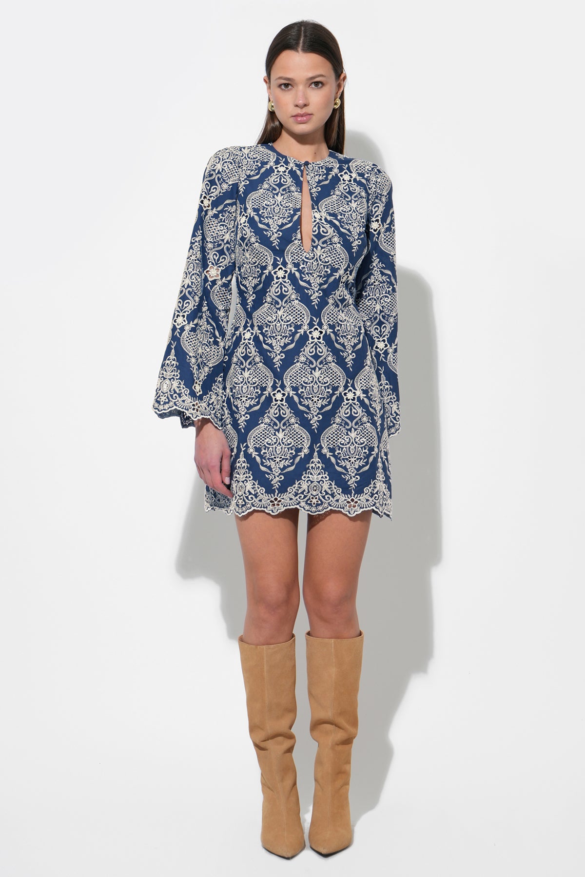 Marcie Keyhole Neckline Lace Mini Dress