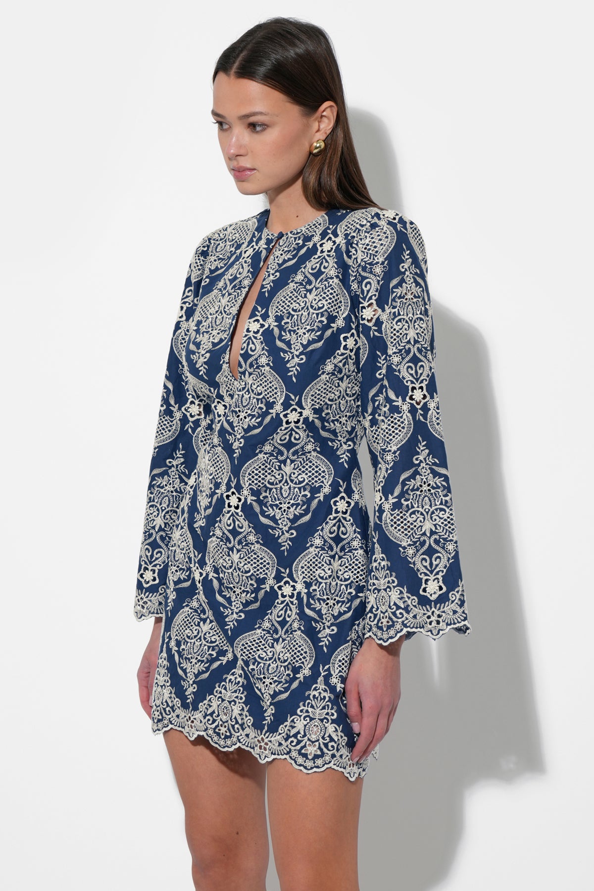 Marcie Keyhole Neckline Lace Mini Dress