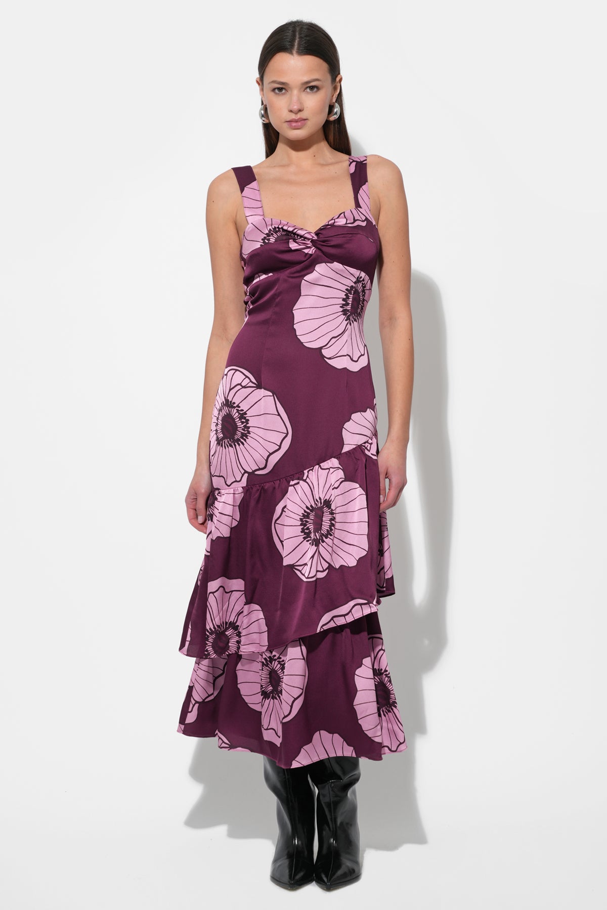 Calla Floral Tiered Midi Dress