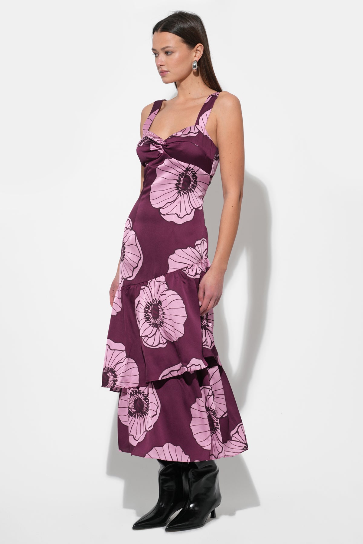 Calla Floral Tiered Midi Dress