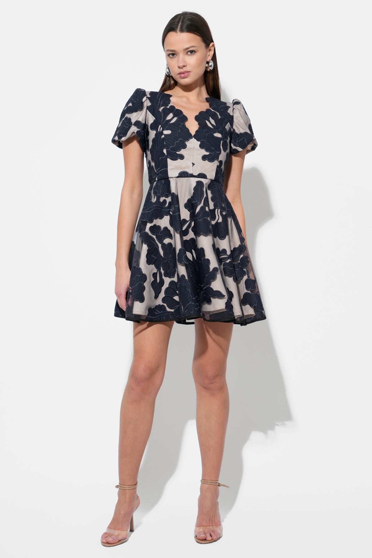 Agnes Embroidered Puff Sleeve Mini Dress