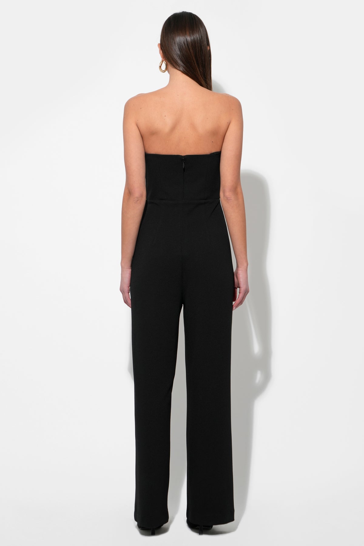 Donna Stretch Crepe Jumpsuit With Contrast Mesh