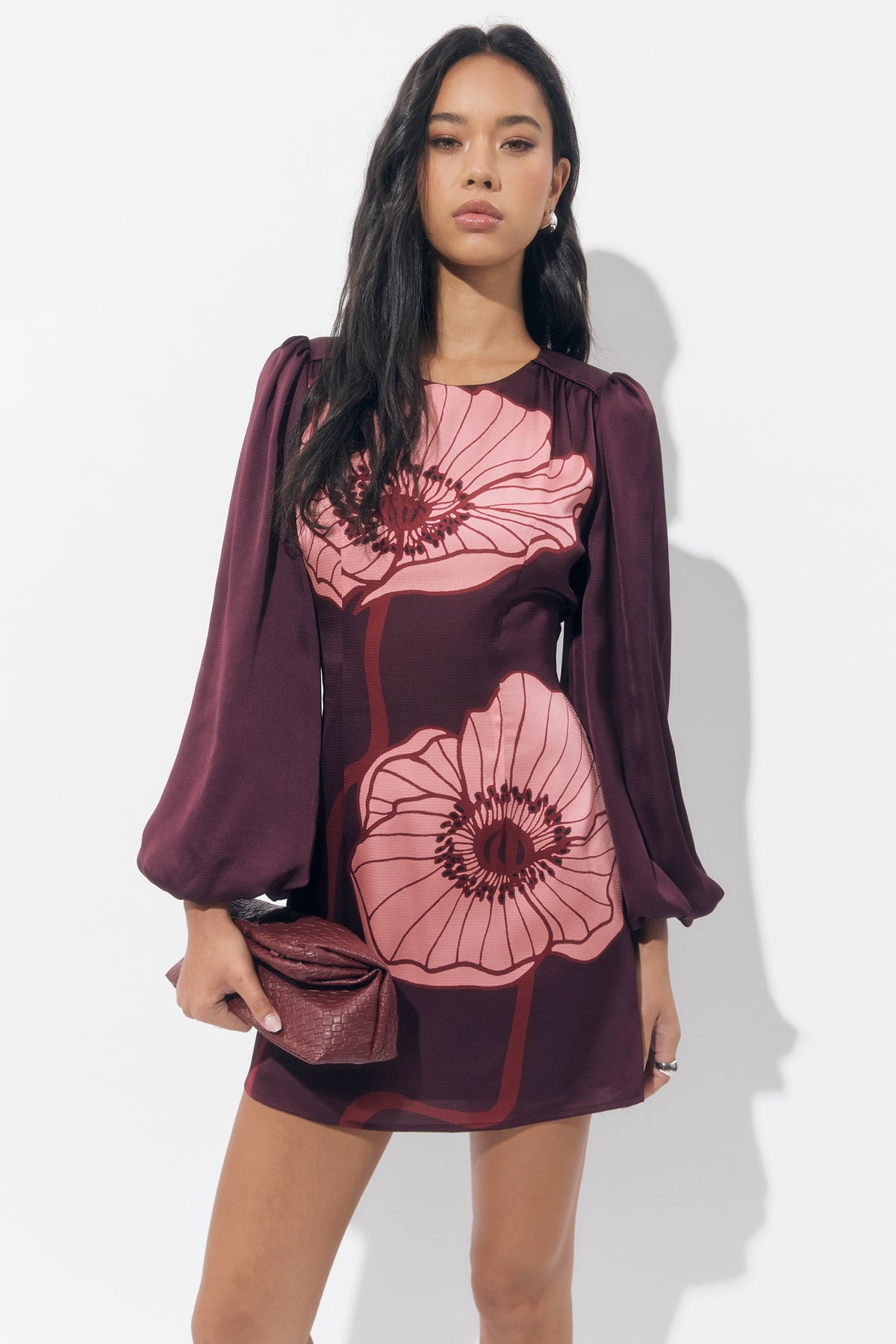 Juno Bubble Sleeve Poppy Mini Dress