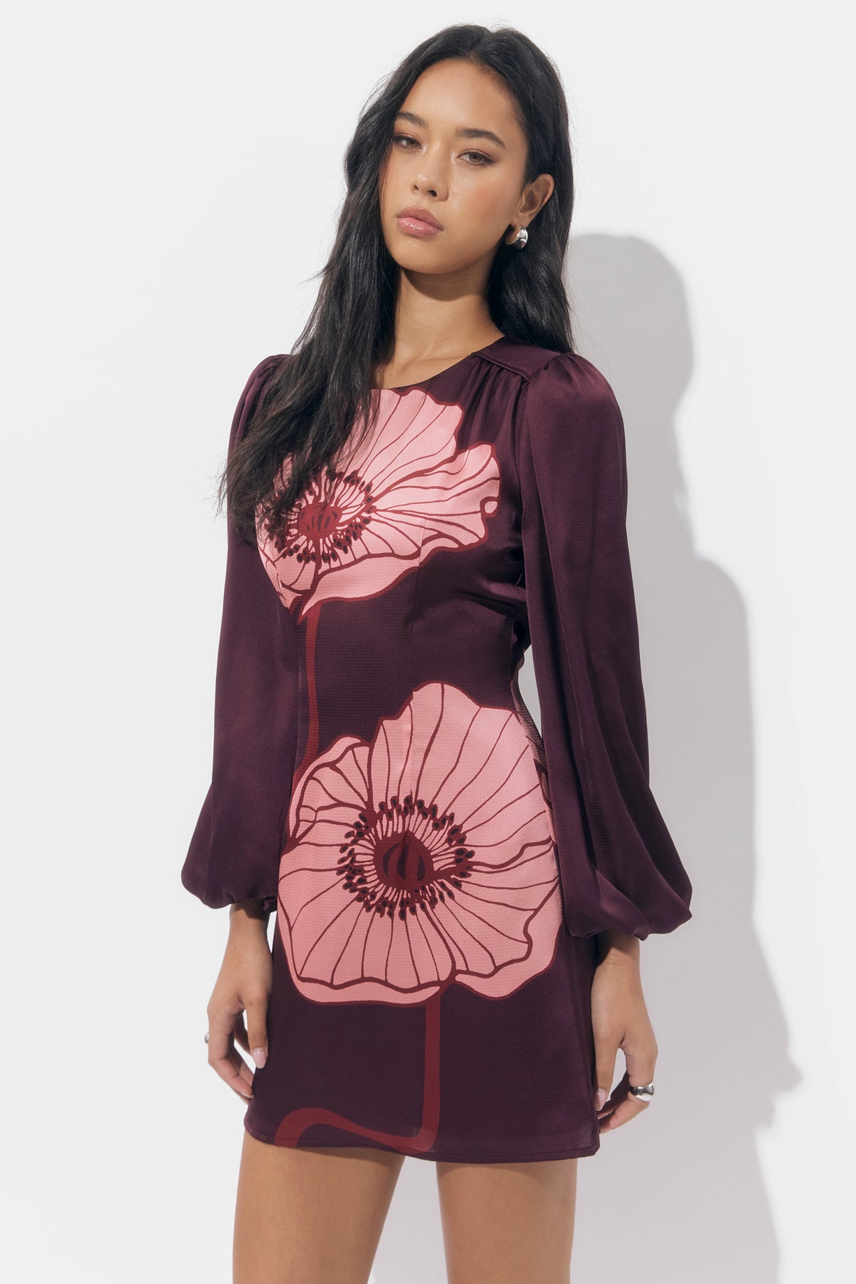 Juno Bubble Sleeve Poppy Mini Dress