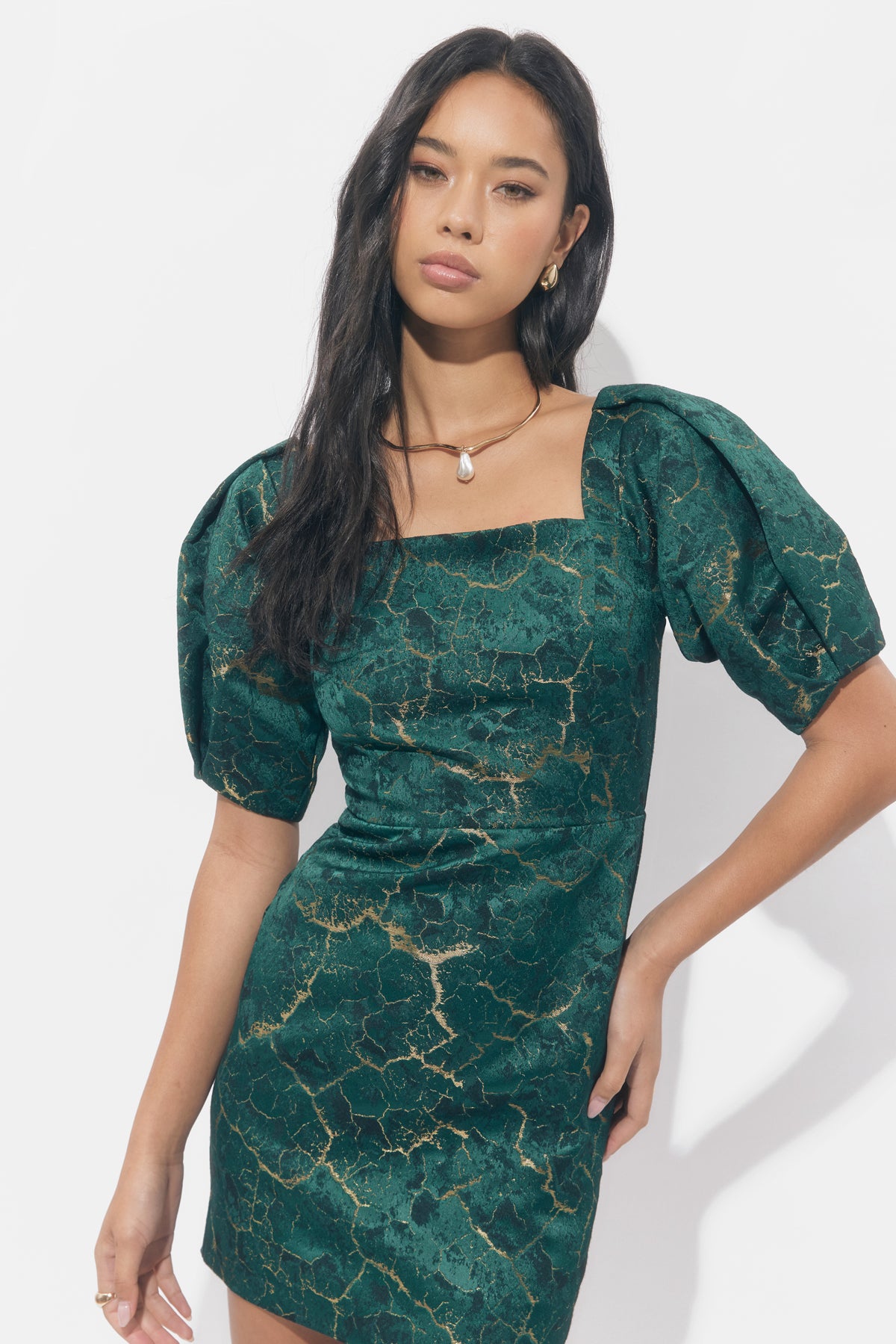 Zea Burnout Puff Sleeve Mini Dress