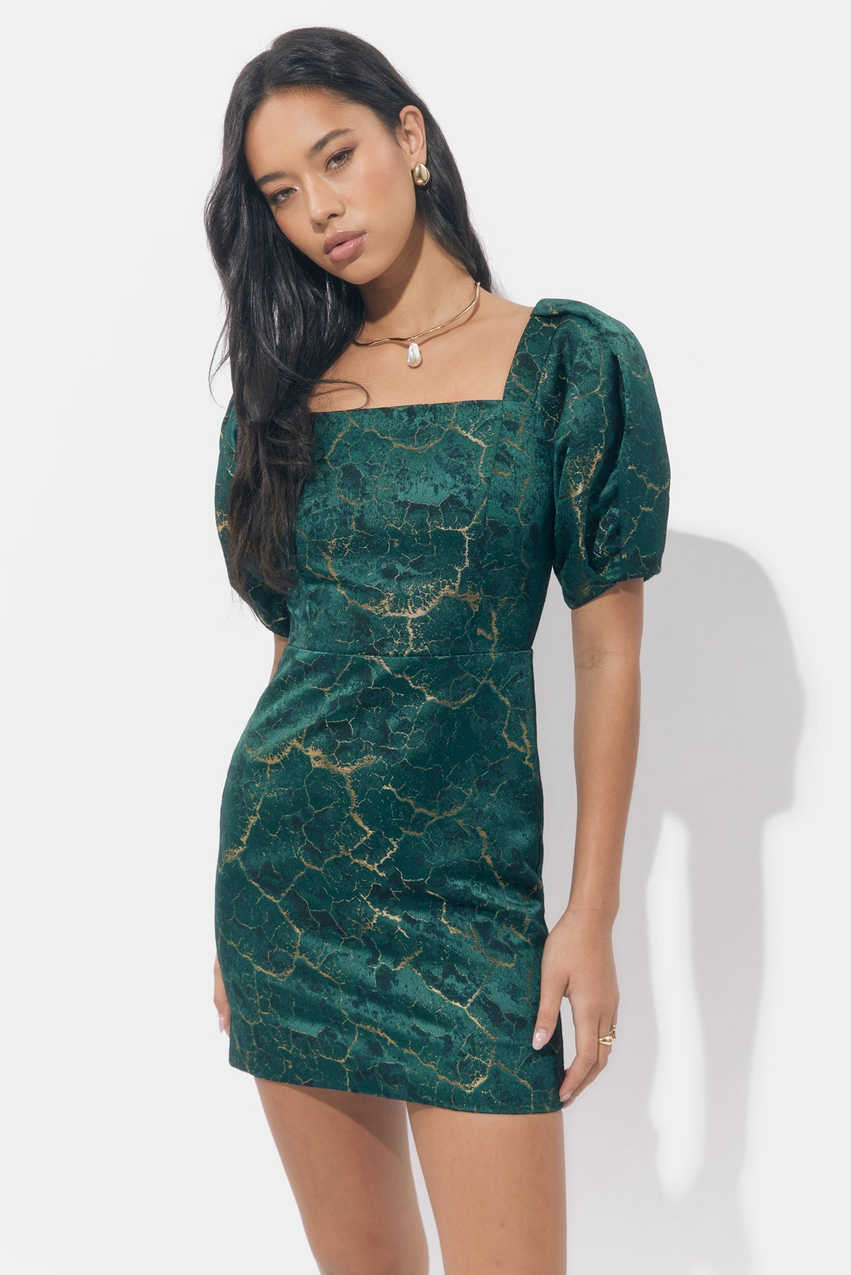 Zea Burnout Puff Sleeve Mini Dress