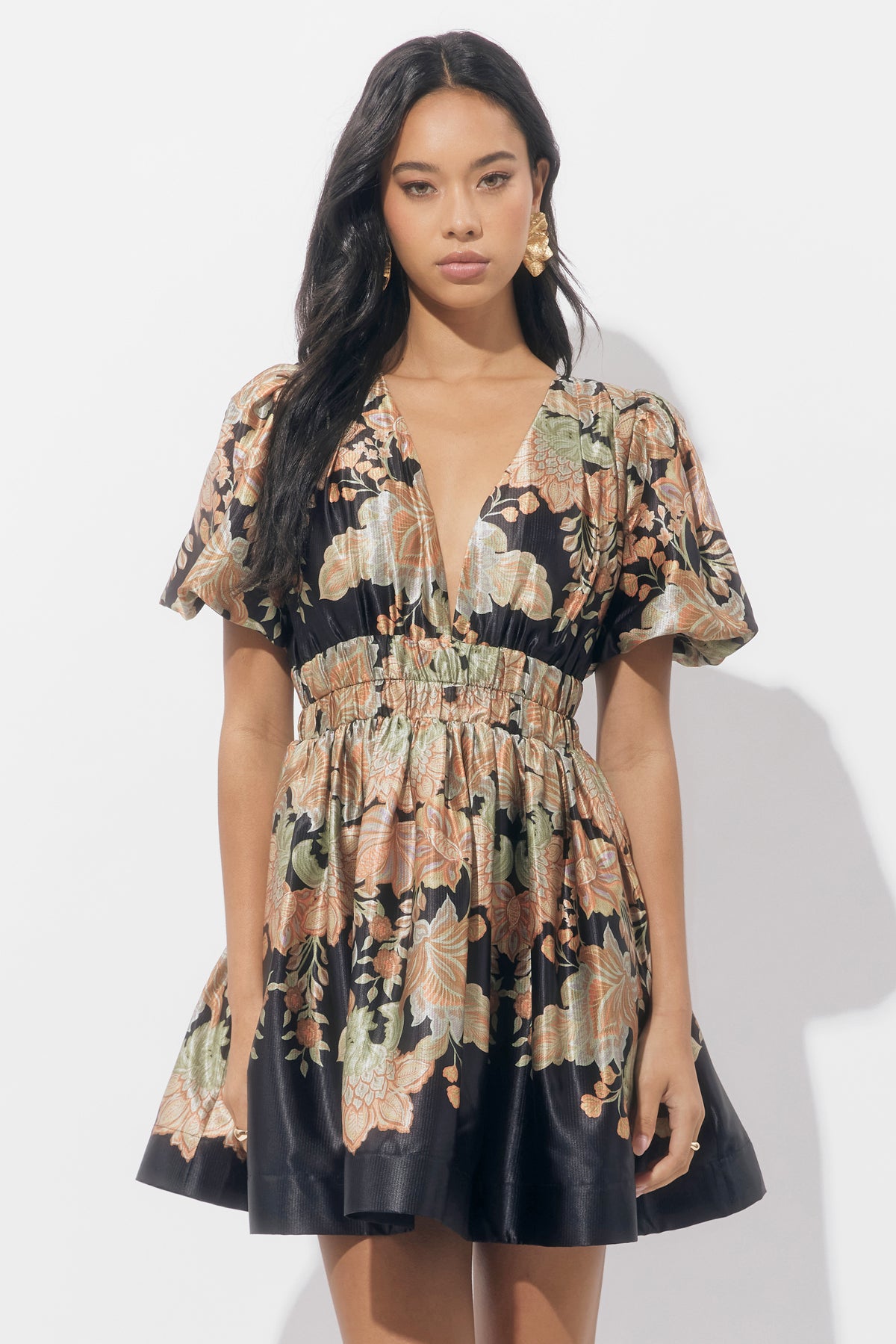 Koi Border Printed Mini Fit and Flare Dress