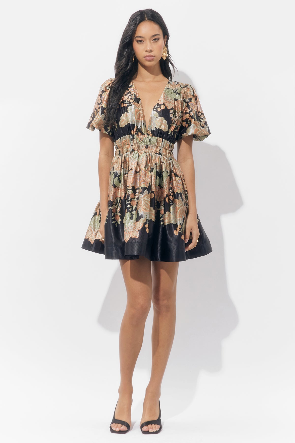 Koi Border Printed Mini Fit and Flare Dress
