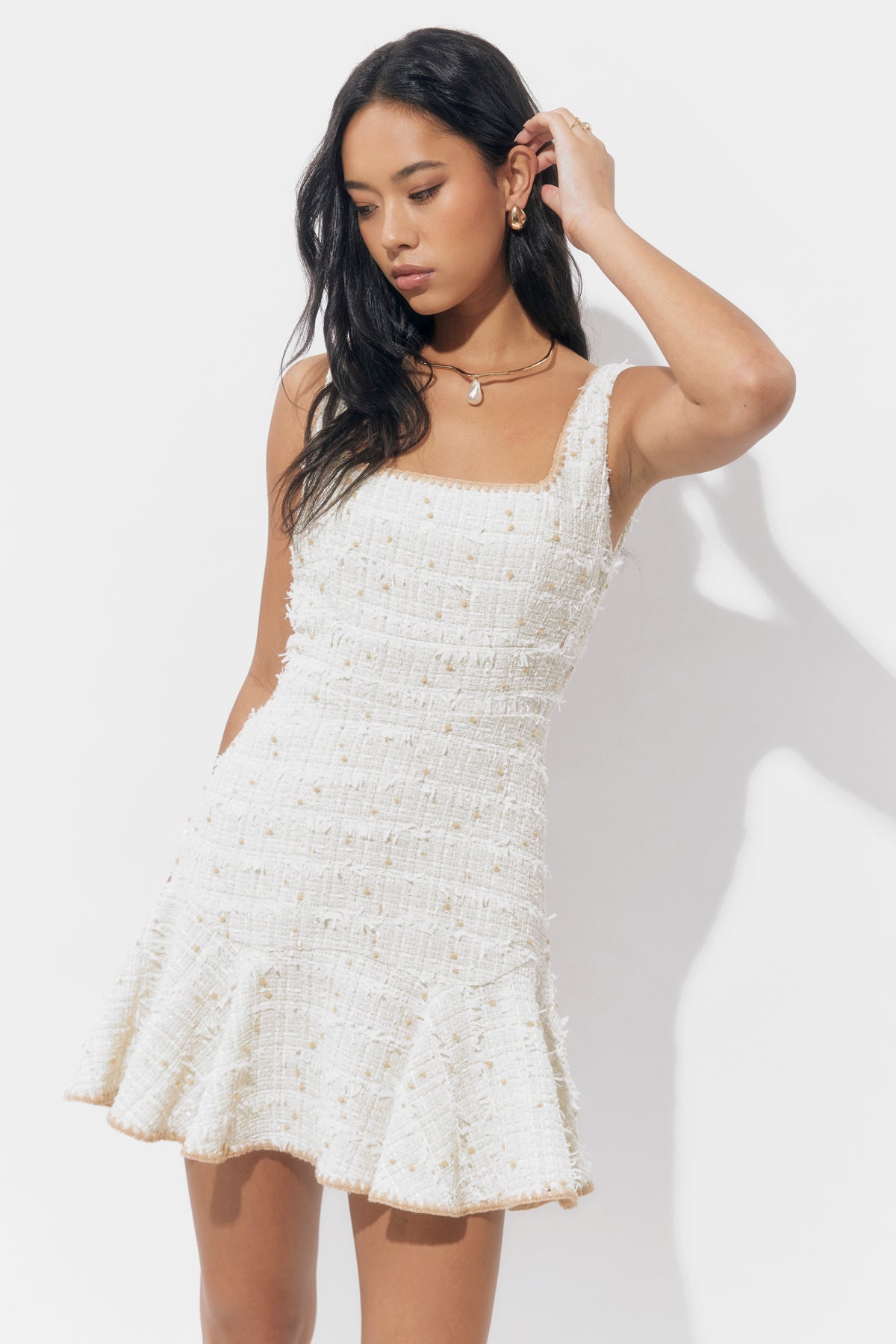 Salina Tweed Embroidered Mini Dress