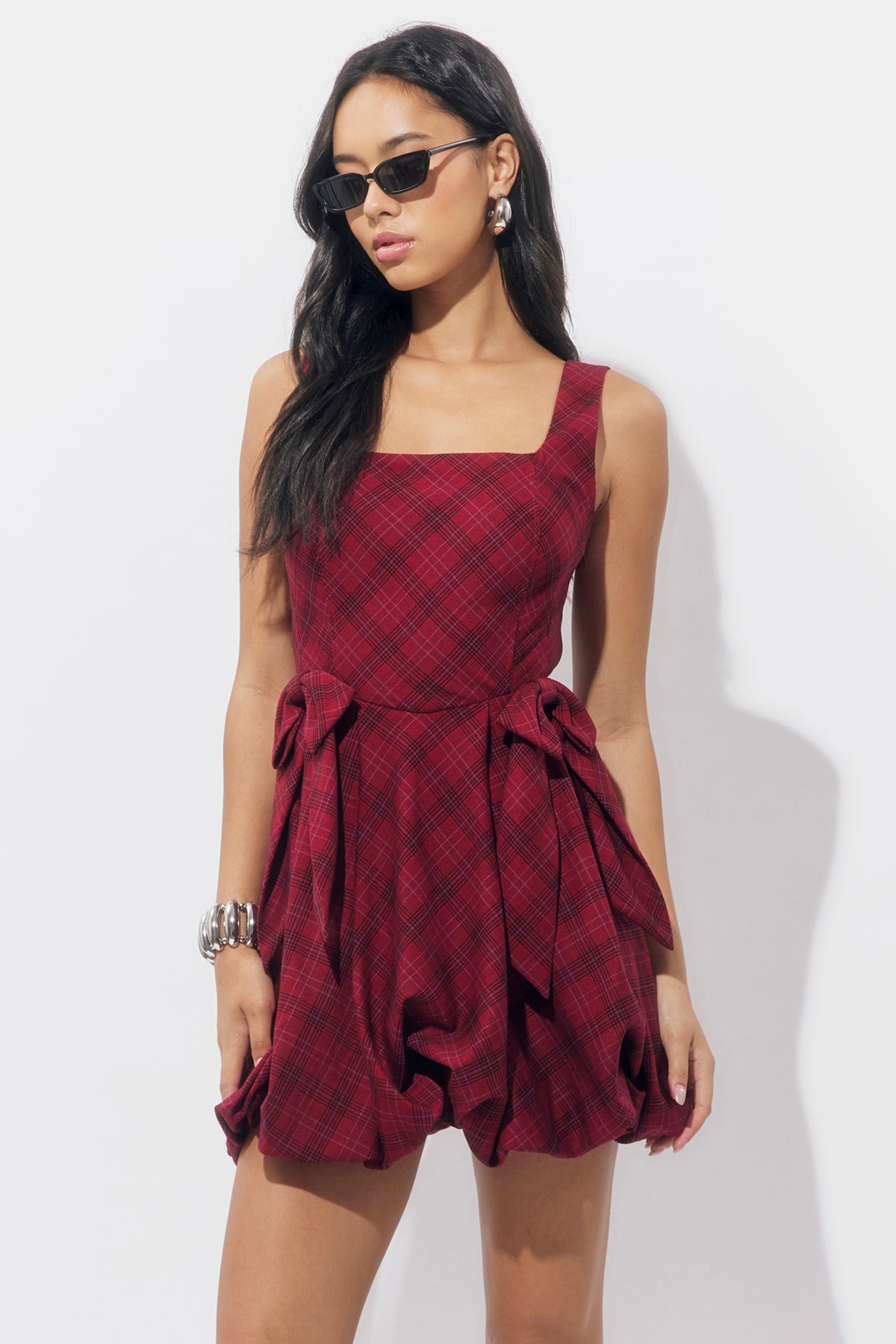 Ranata Plaid Bubble Mini Dress
