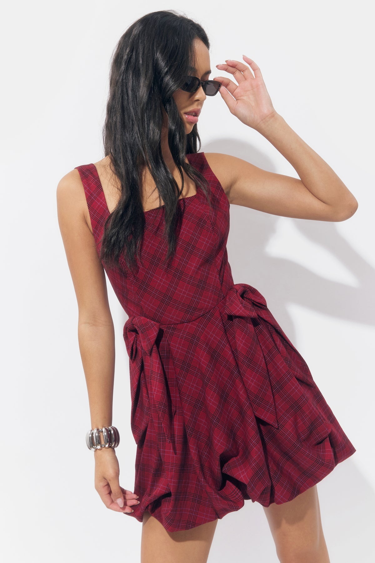 Ranata Plaid Bubble Mini Dress