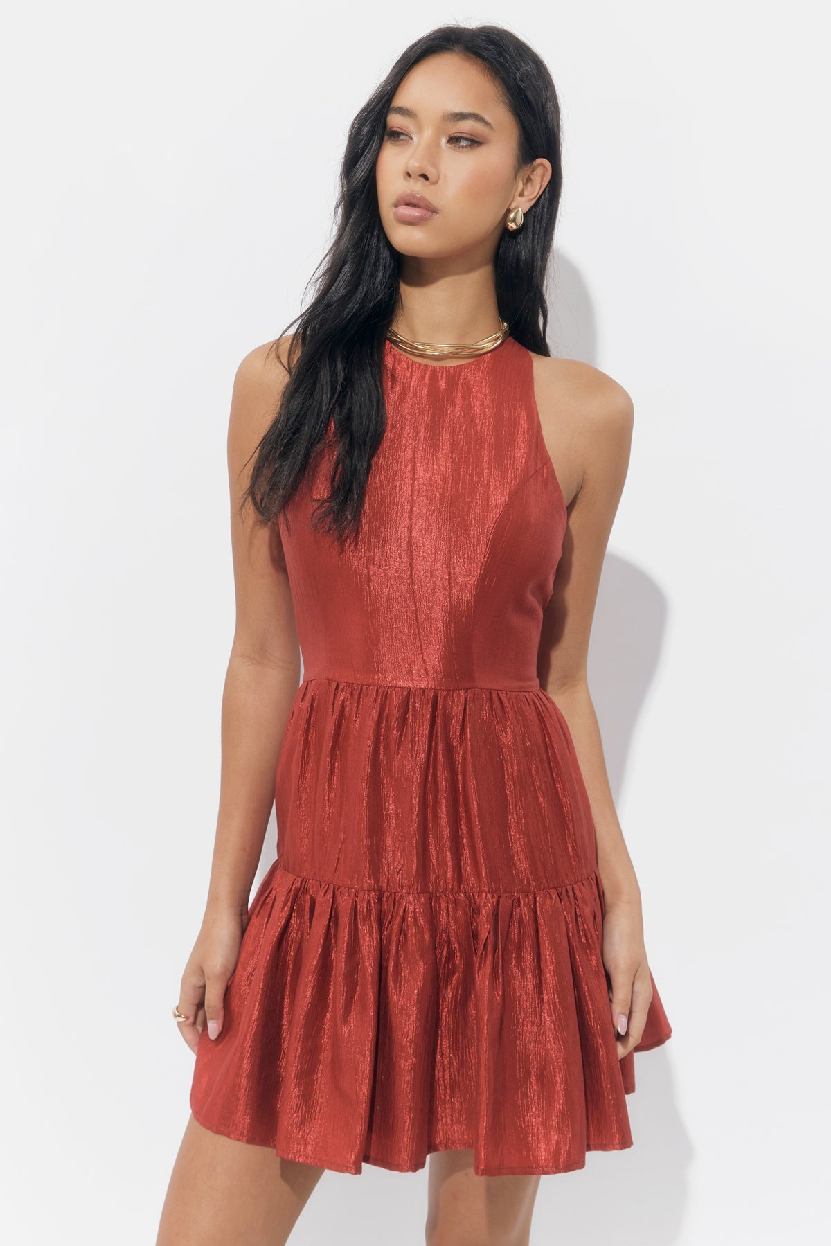 Toyna Tiered Mini Halter Dress