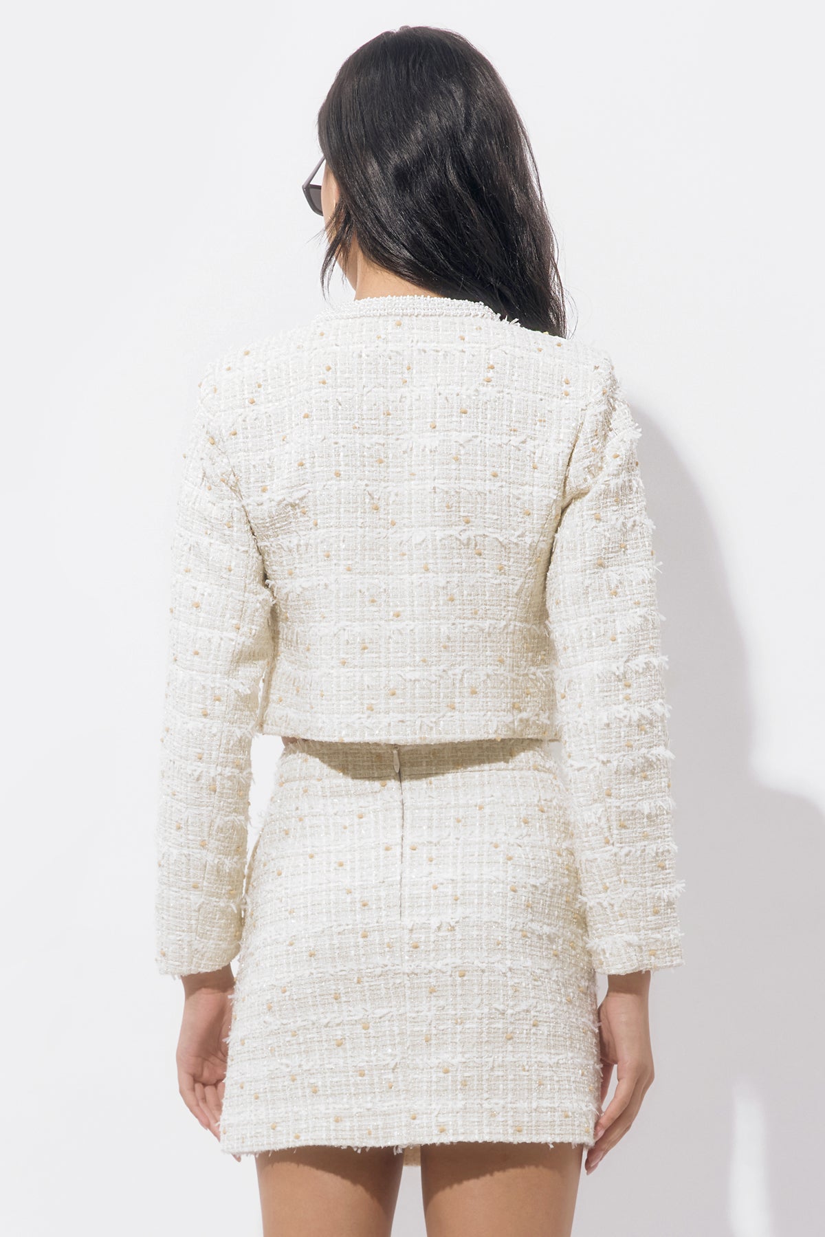 Eva Tweed Pearl Trimmed Mini Skirt