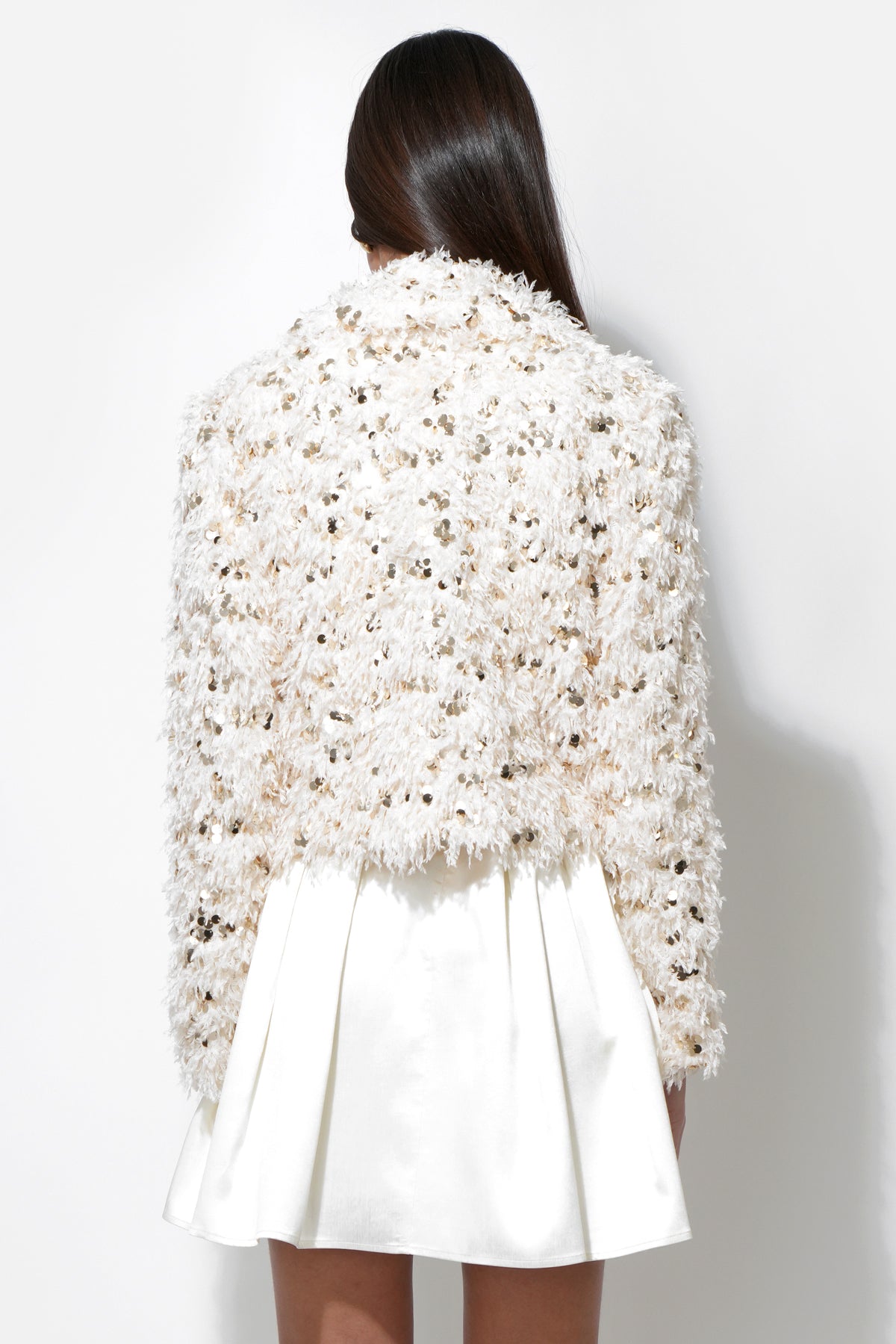 Faux Fur Sequin Coat