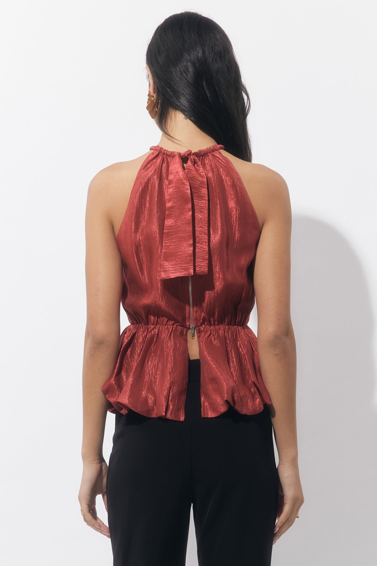 Lidia Textured Bubble Halter Top