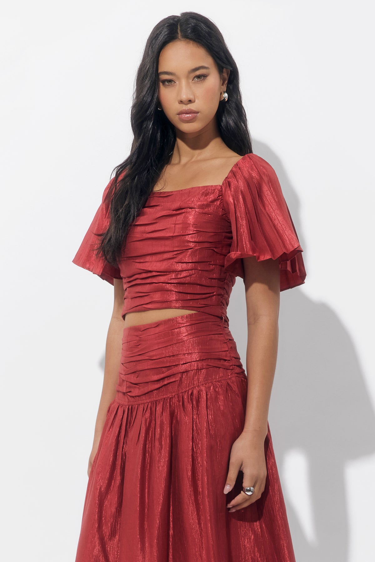 Mani Textured Short Sleeve Blouse