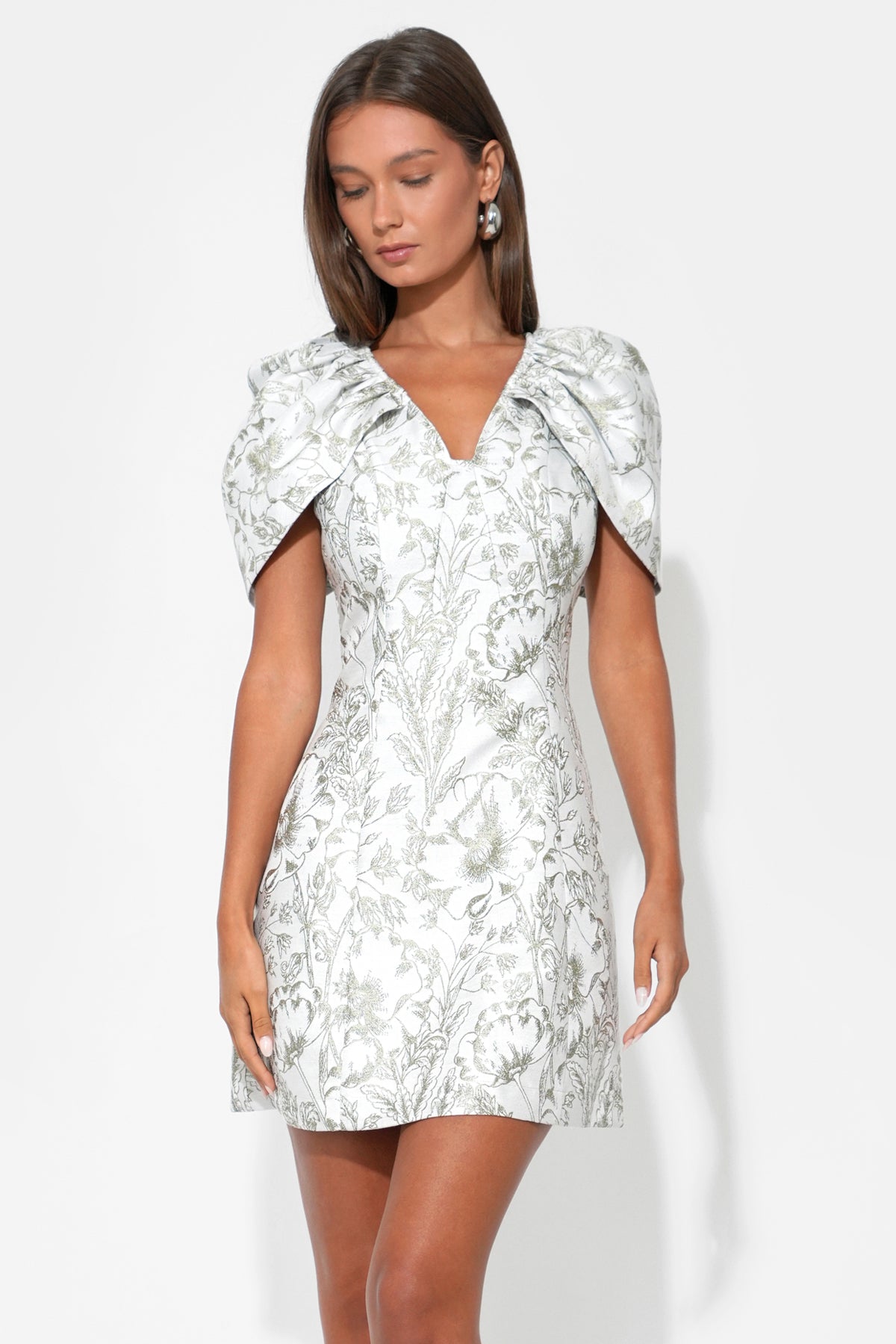 Vivian Cape Sleeve Jacquard Mini Dress