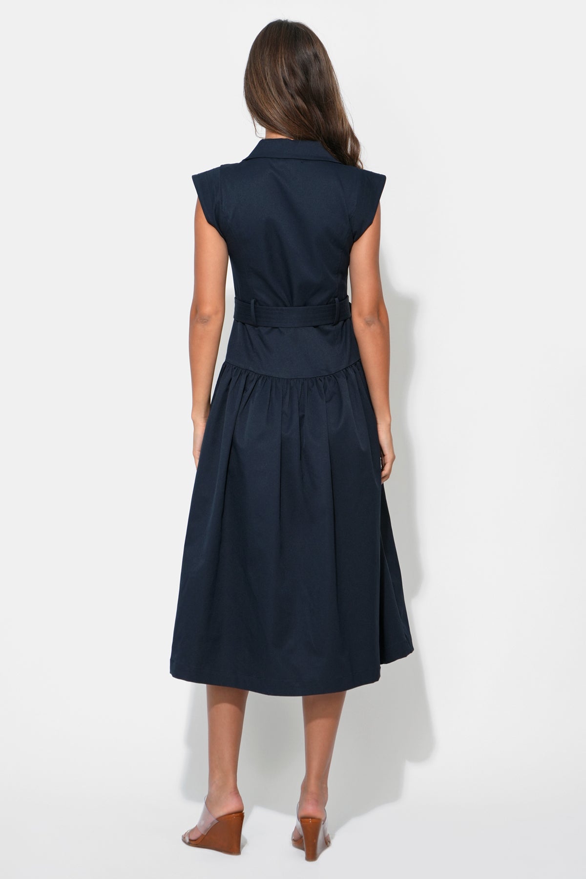 Olivia Button Up Belted Shirt Midi Dress