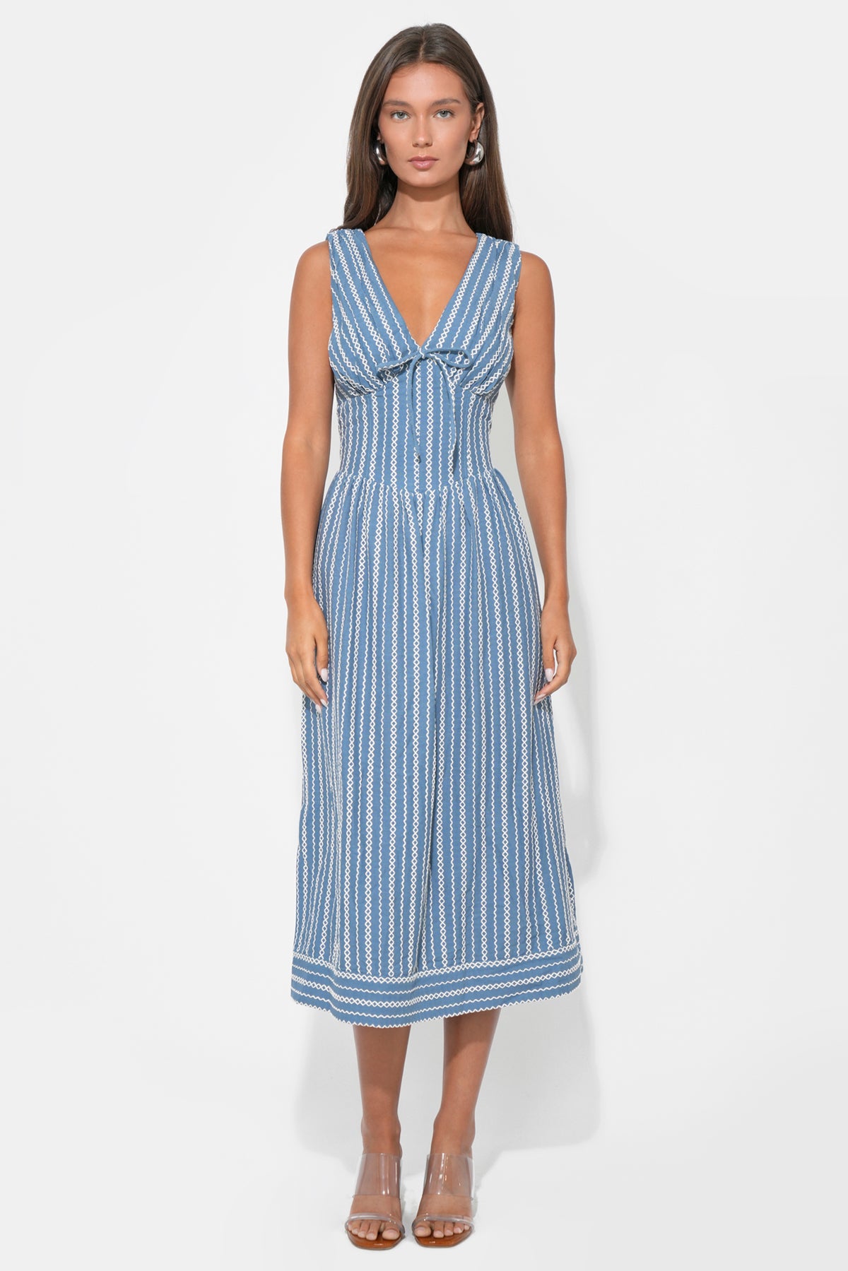 Sophia Corset Embroidery Midi Dress
