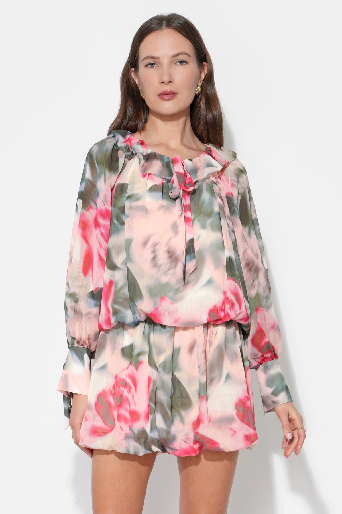 Maya Pull On Mini Dress With Long Sleeves