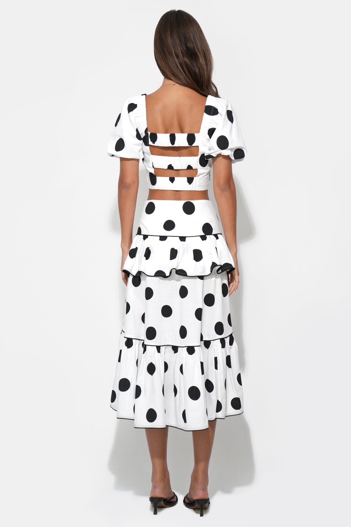 Aaliyah Layered Ruffle Linen Dot Skirt