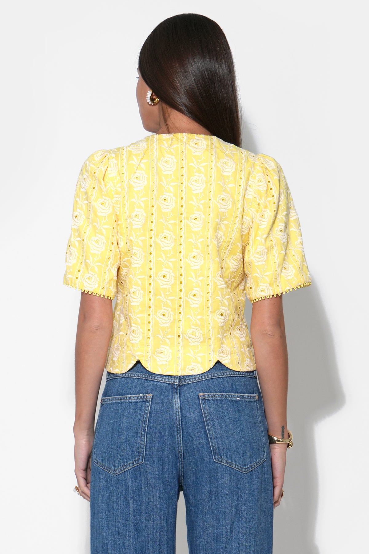 Eleanor Scallop Floral Embroidery Top