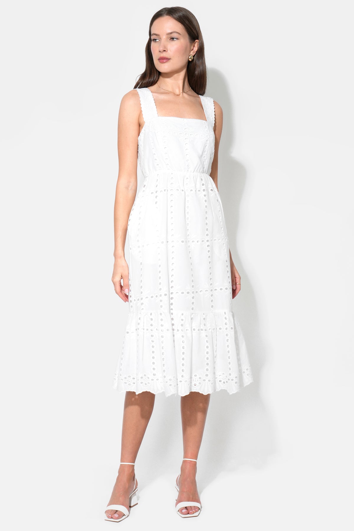 Savannah Lace Straps Eyelet Midi Dress