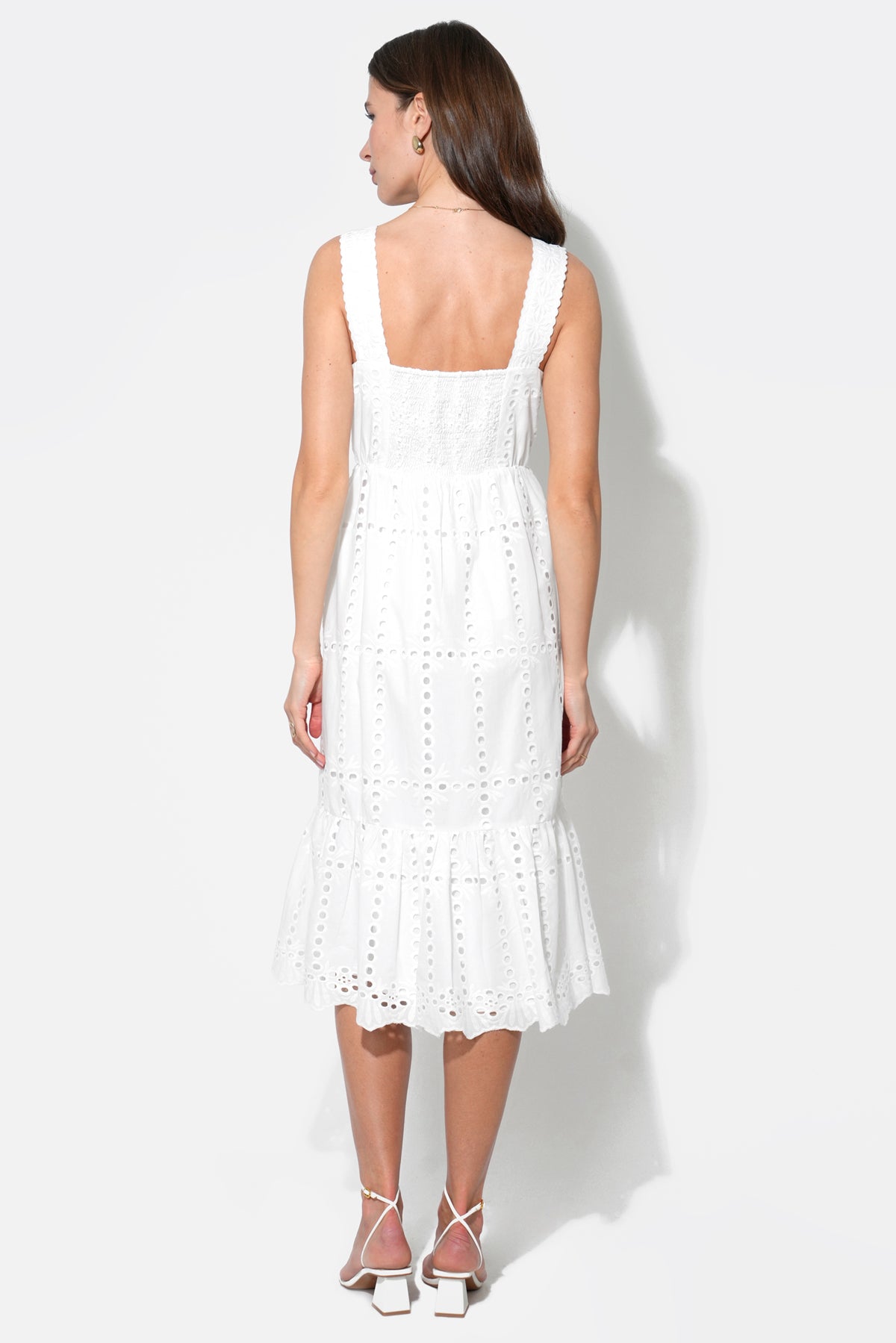 Savannah Lace Straps Eyelet Midi Dress