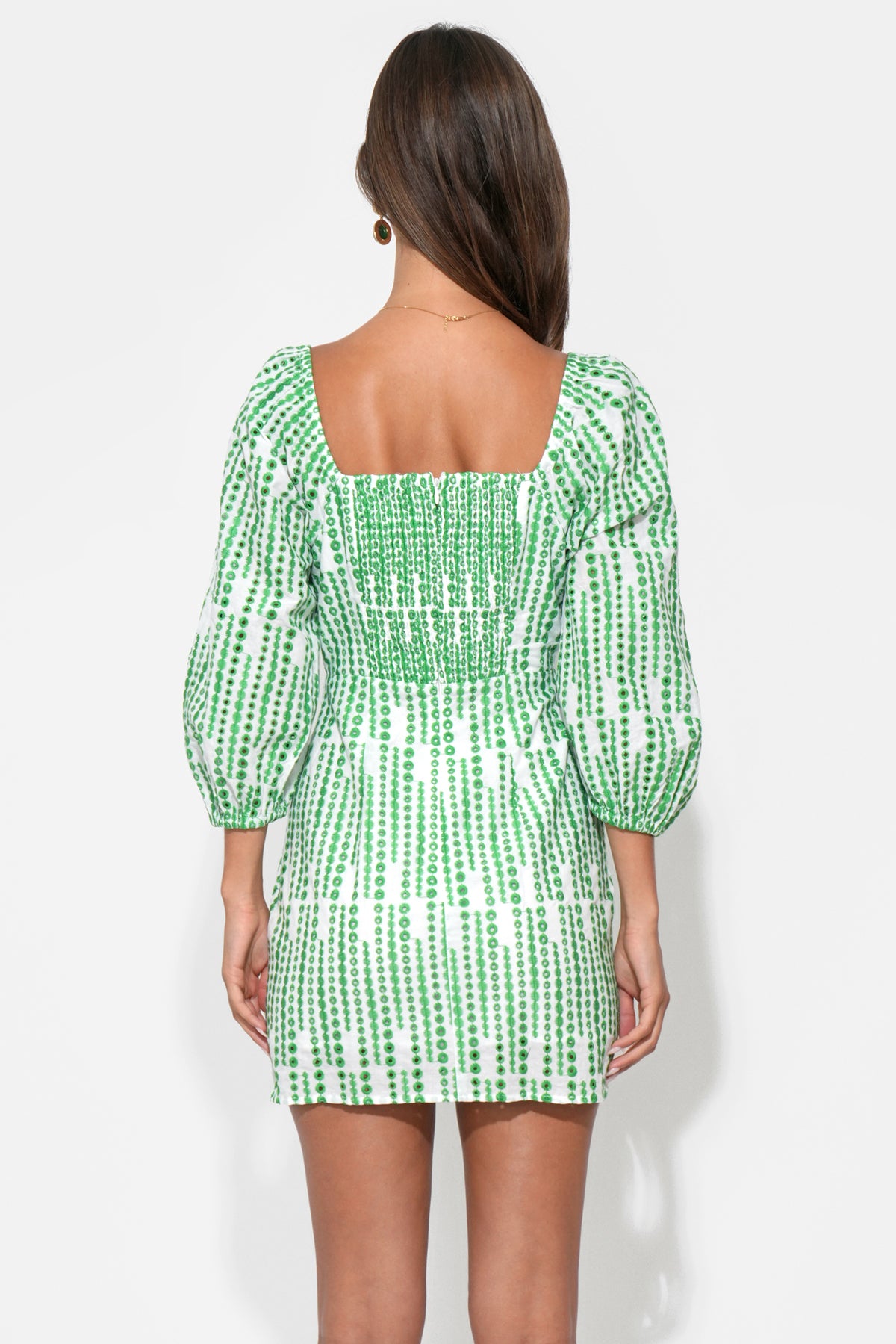 Addison Square Neck Embroidery Mini Dress