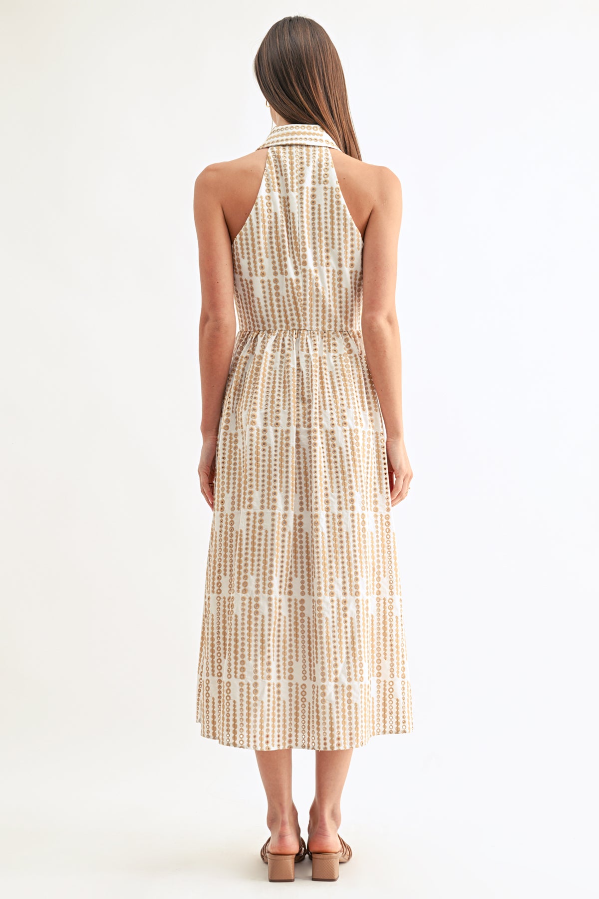 Ruby Halter Embroidery Midi Dress