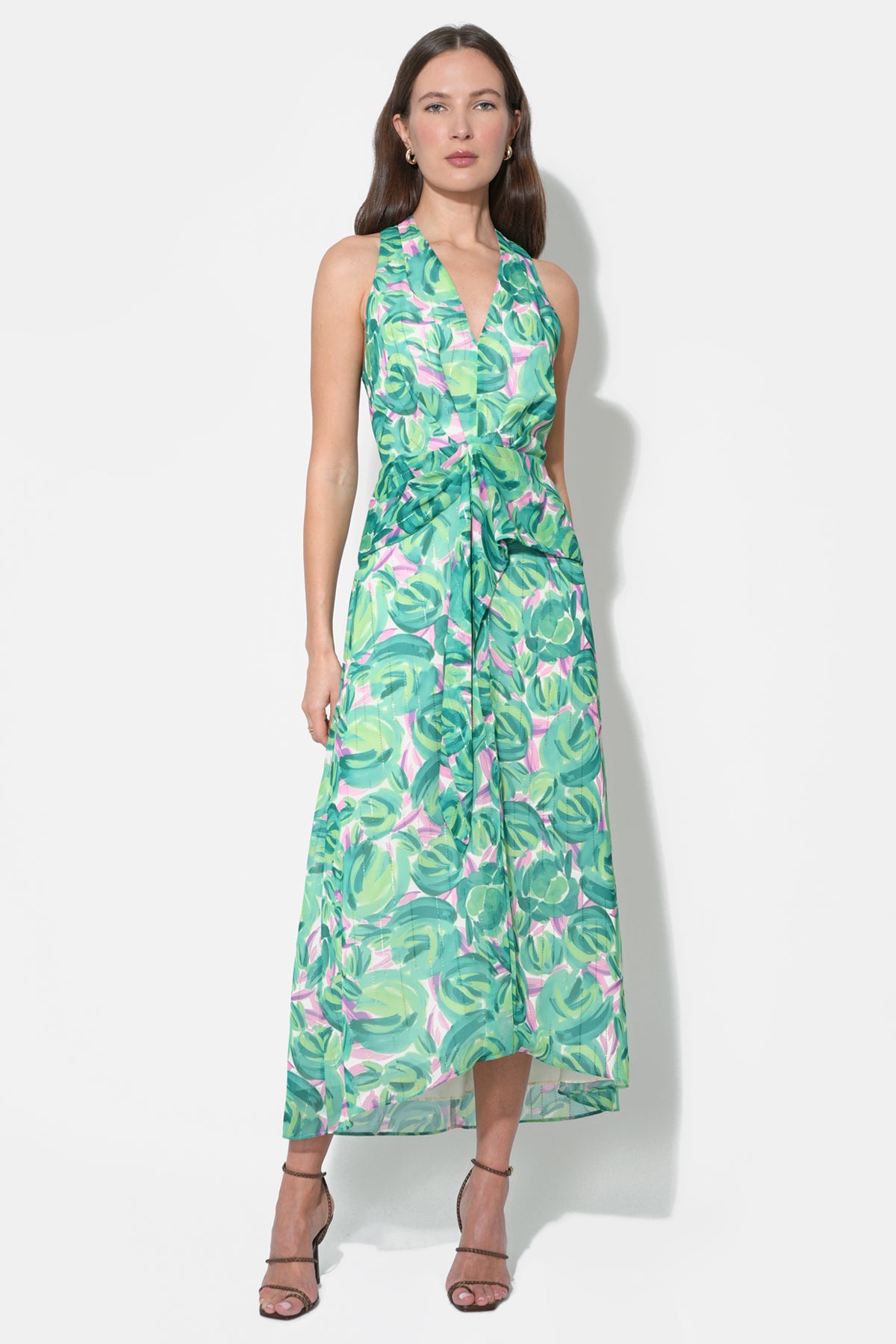 Margot Wrap Tie Waist Printed Maxi Dress