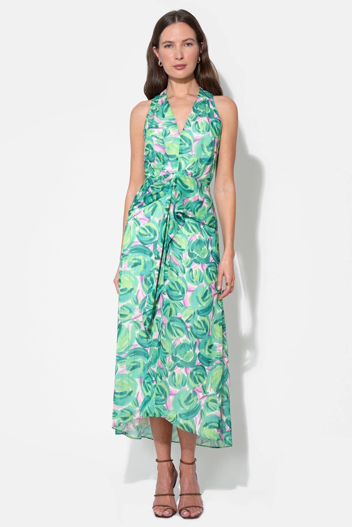 Margot Wrap Tie Waist Printed Maxi Dress