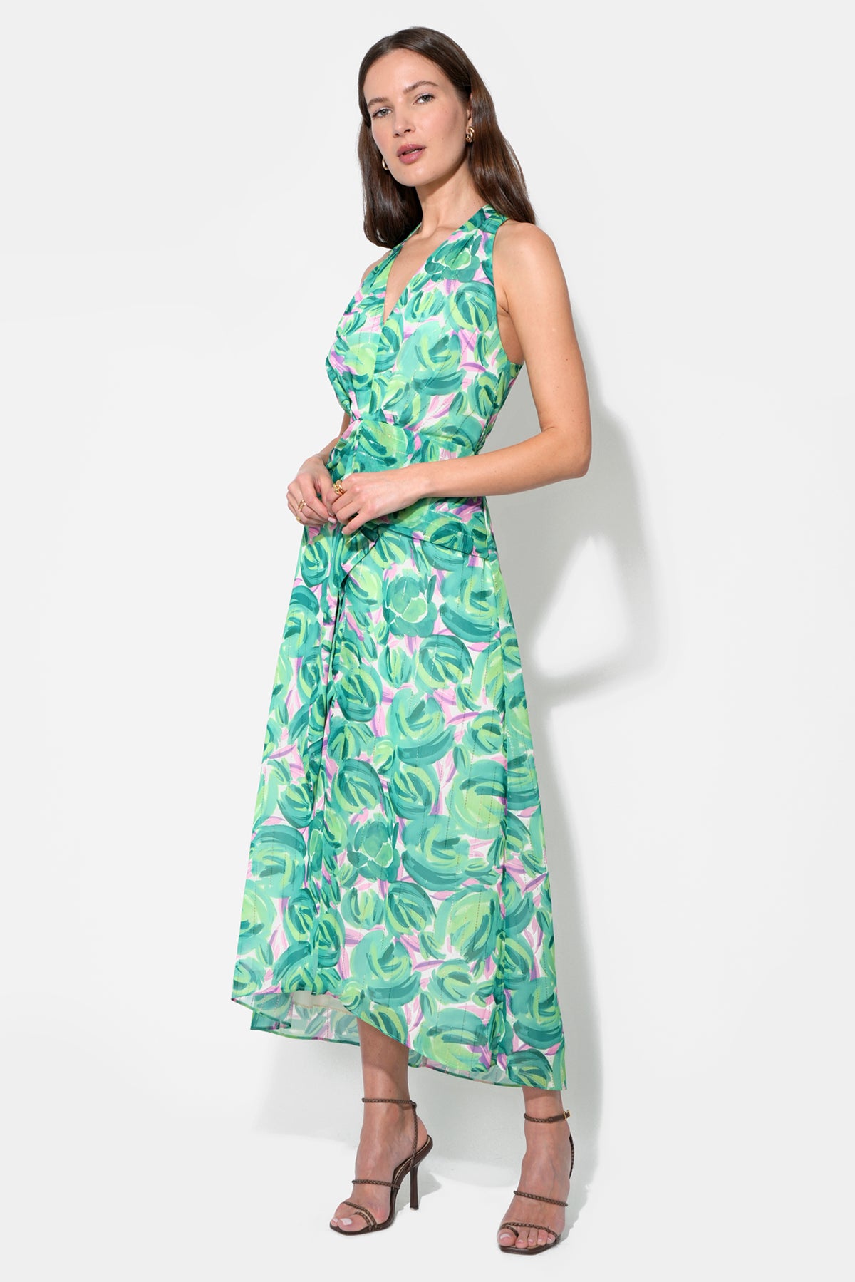Margot Wrap Tie Waist Printed Maxi Dress