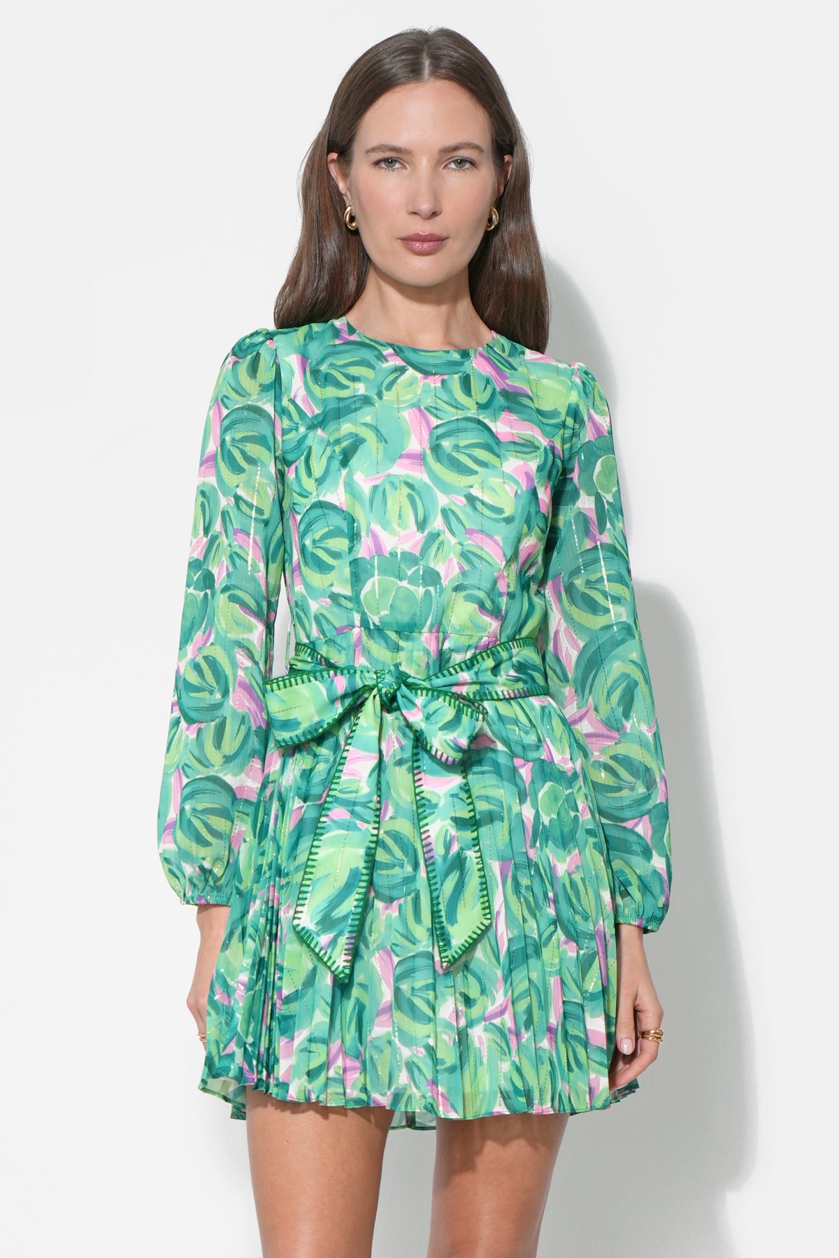 Rylee Pleated Long Sleeve Mini Dress