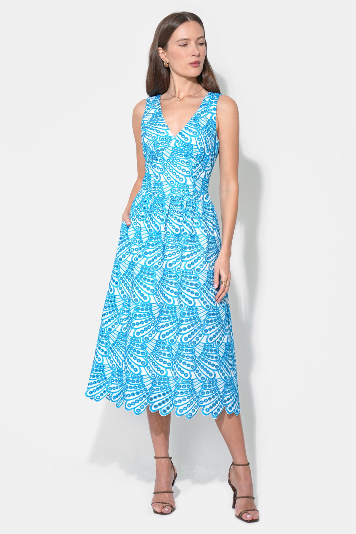 Joanna Corset Embroidery Midi Dress