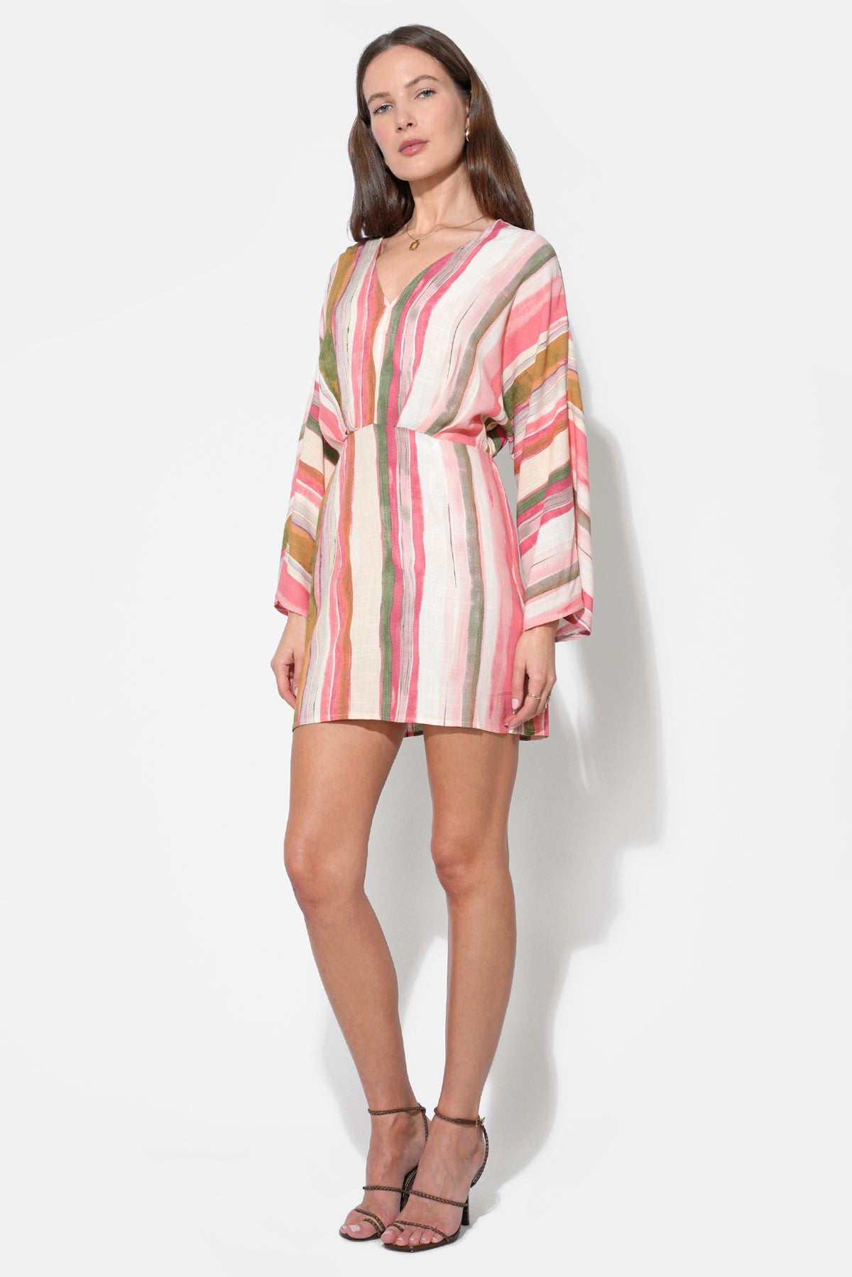 Julianna Dolman Sleeves Stripes Mini Dress