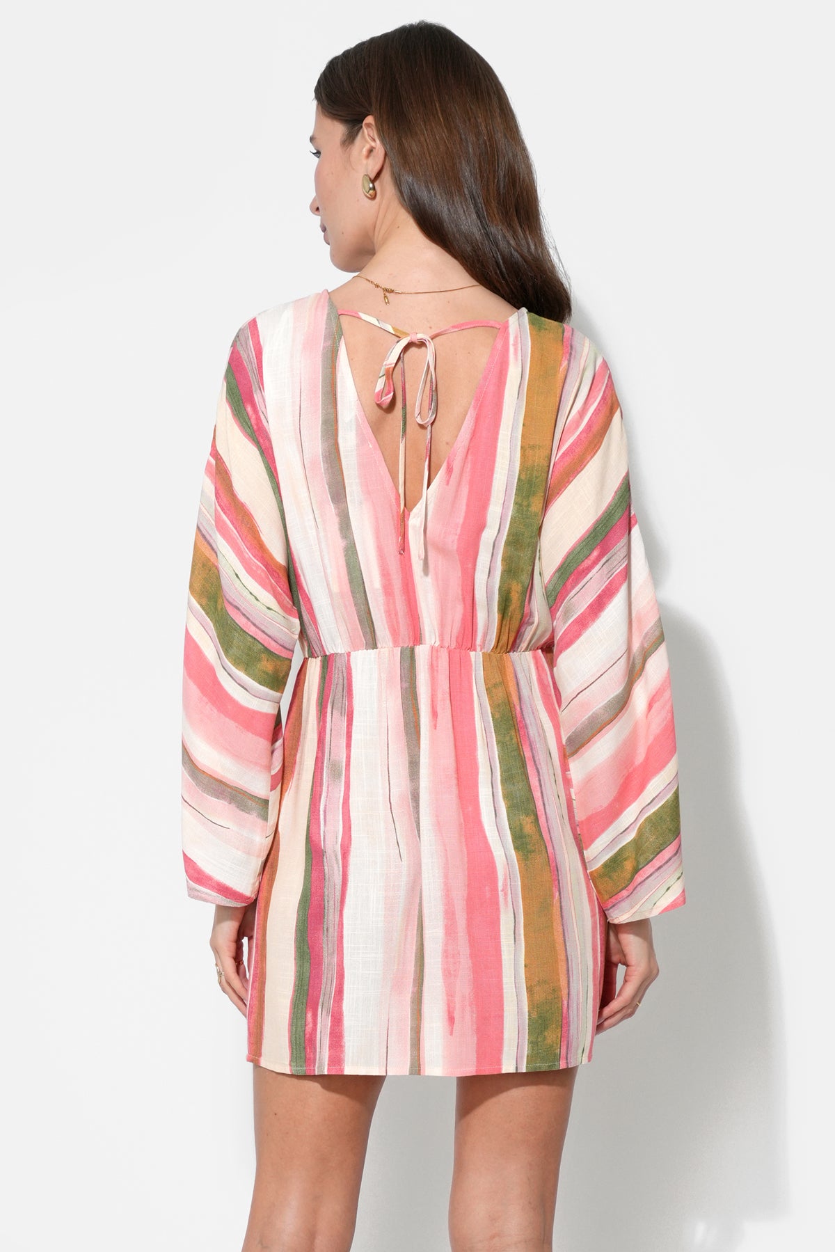 Julianna Dolman Sleeves Stripes Mini Dress