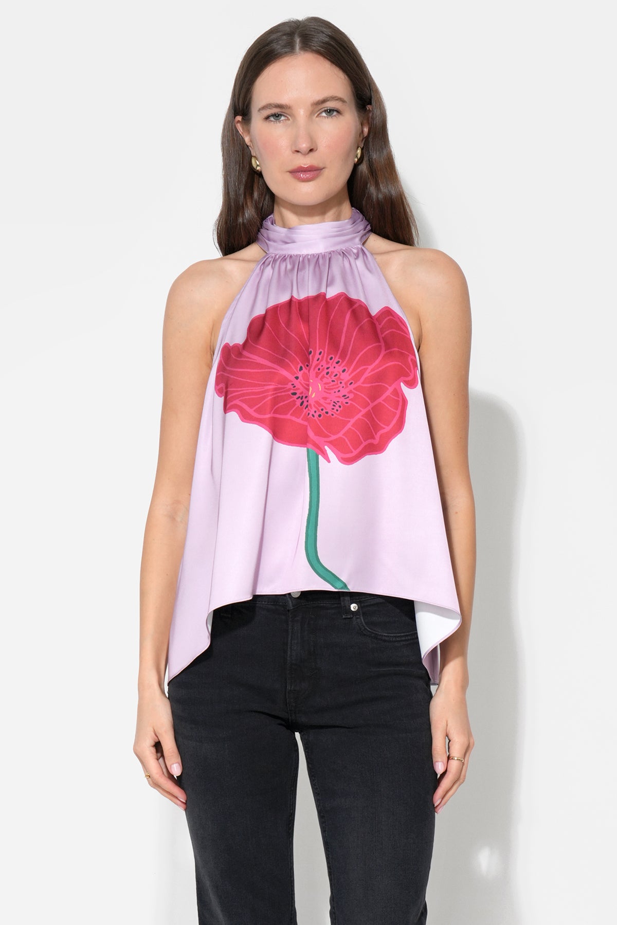 Josie Hi Low Halter Printed Top